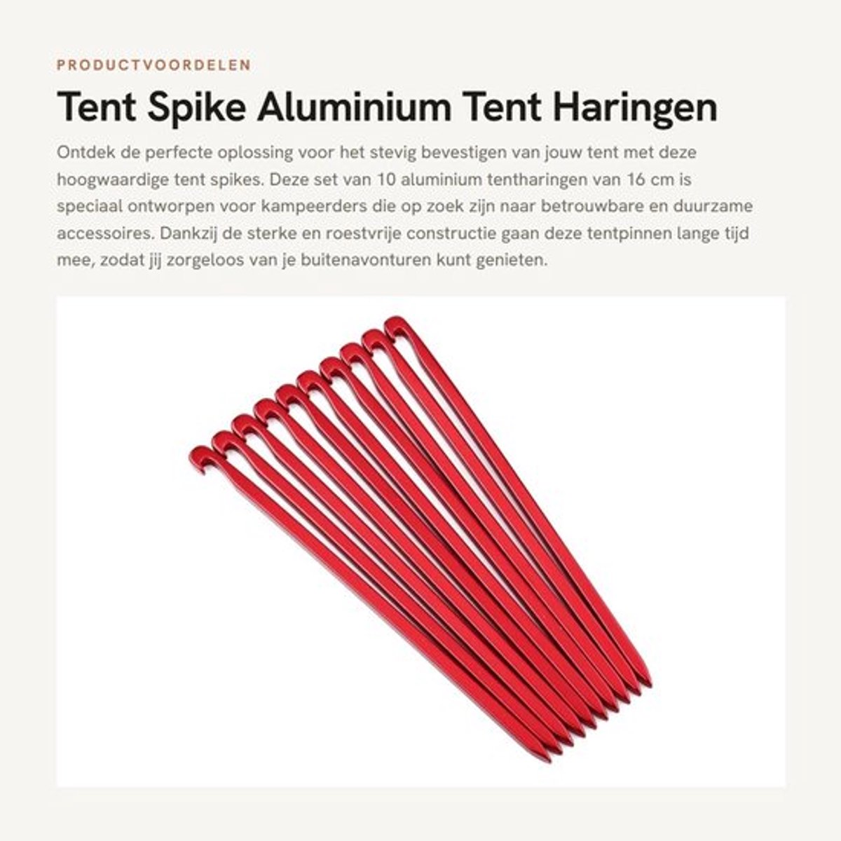 Tentspits 17,8 cm Aluminium - Tentharingen 10 stuks - Robuust - Antislip - Draagbaar - Geschikt voor Camping - Tentharing