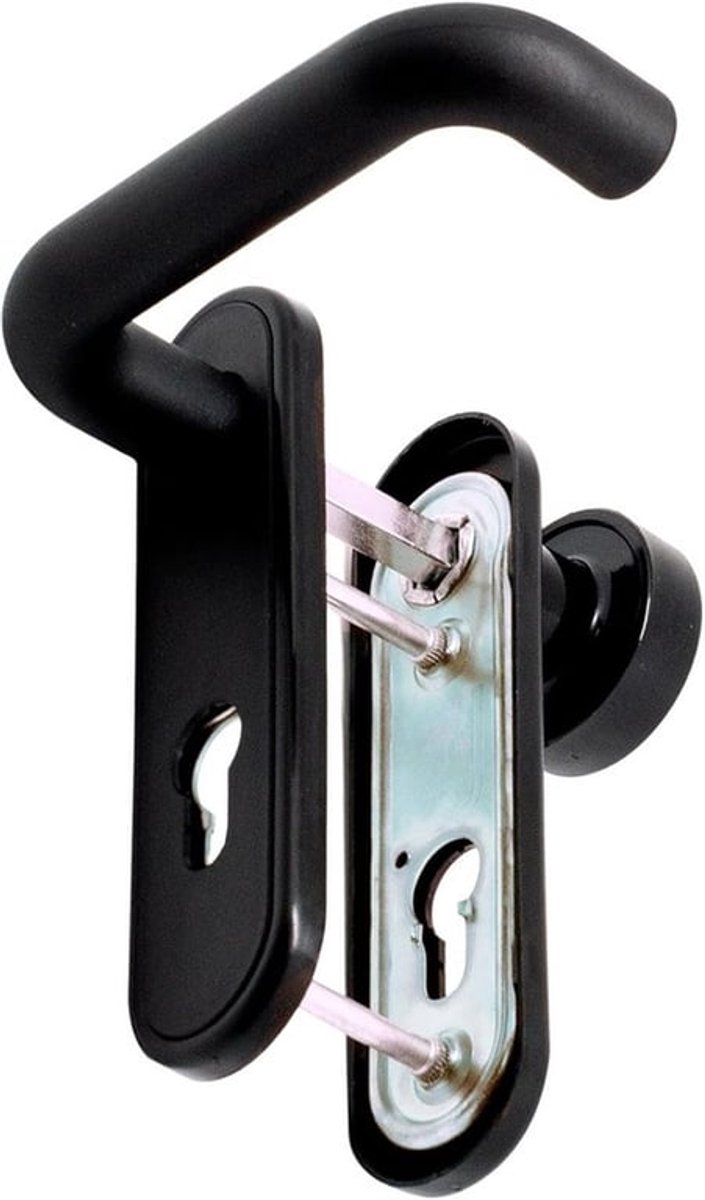 SnelShoppen - Deurknop Set met Sleutel en Vaste Knop, 72 mm, Stalen en Nylon Plaat, Zwart, 168 x 44 mm - Perfect voor Huizen en Deuren