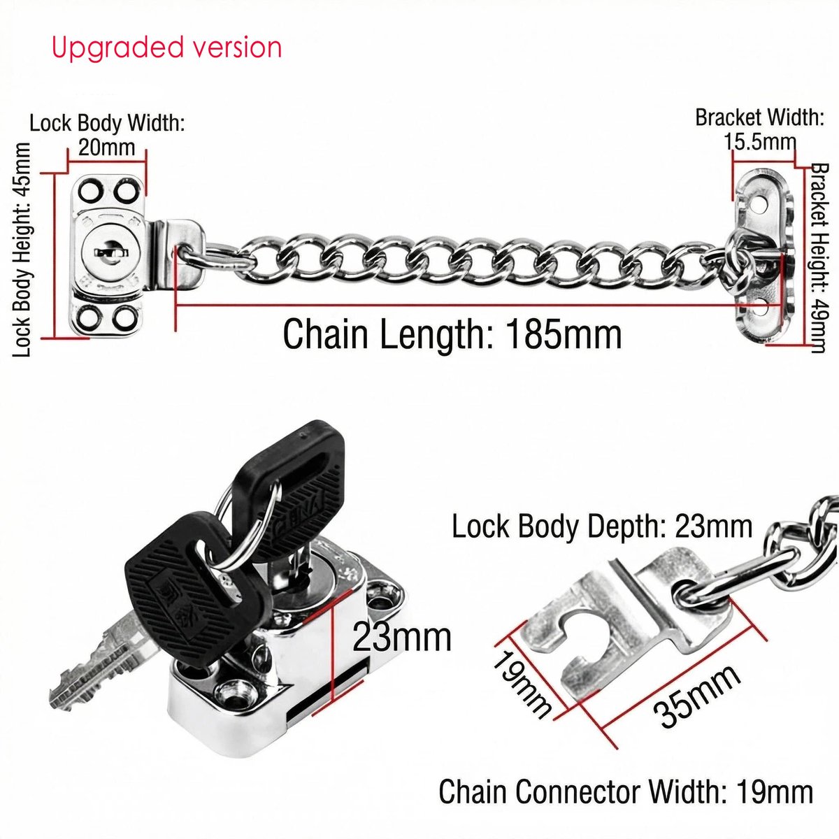 SnelShoppen - Chain Window Lock Staal Venster Chain Lock Hardware voor Deuren en Ramen, Veiligheidslock voor Kinderen, Versterkte Beveiliging, Ideaal