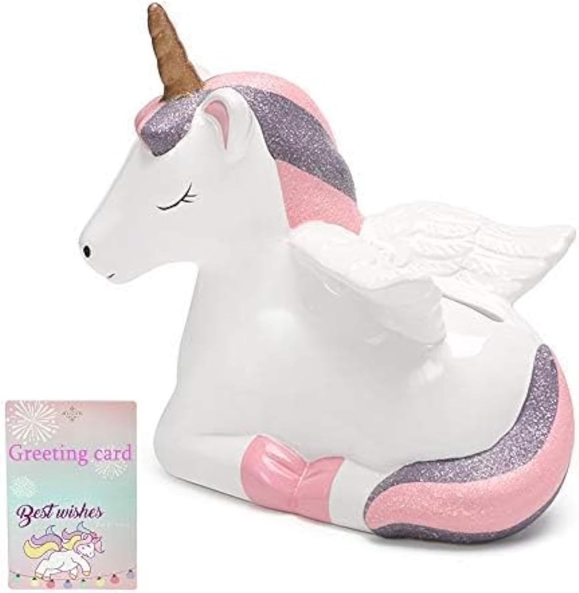 Unieke keramische unicorn spaarpot voor jongens en meisjes, perfect als cadeau voor verjaardagen, kerst en als decoratie voor de kinderkamer.