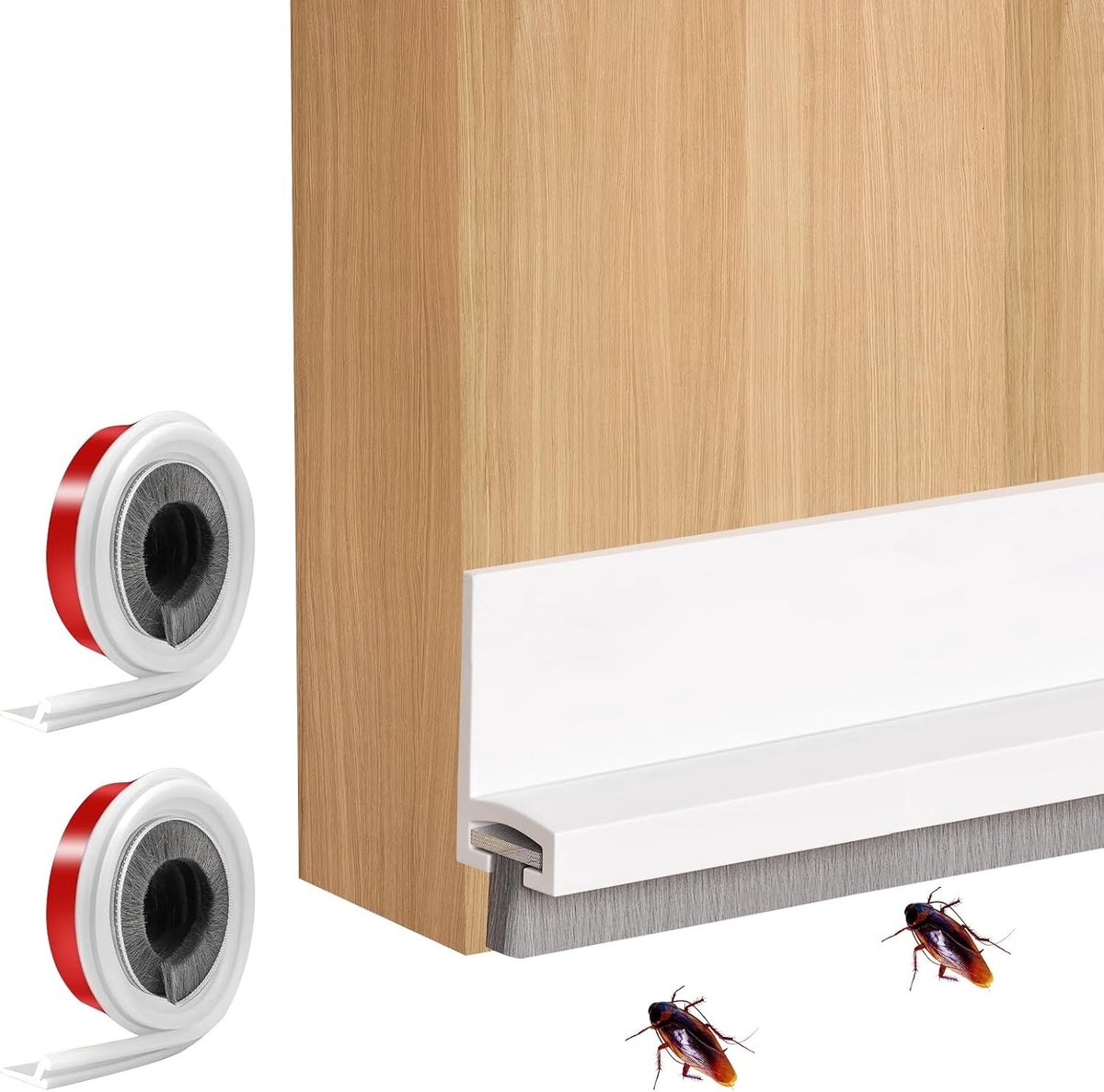Set van 2 Zelfklevende Borstelafdichtingen, 3 x 100 cm, Aanpasbaar voor Deuren, Bescherming tegen Koude en Insecten, Winddichte Dorpelafdichting