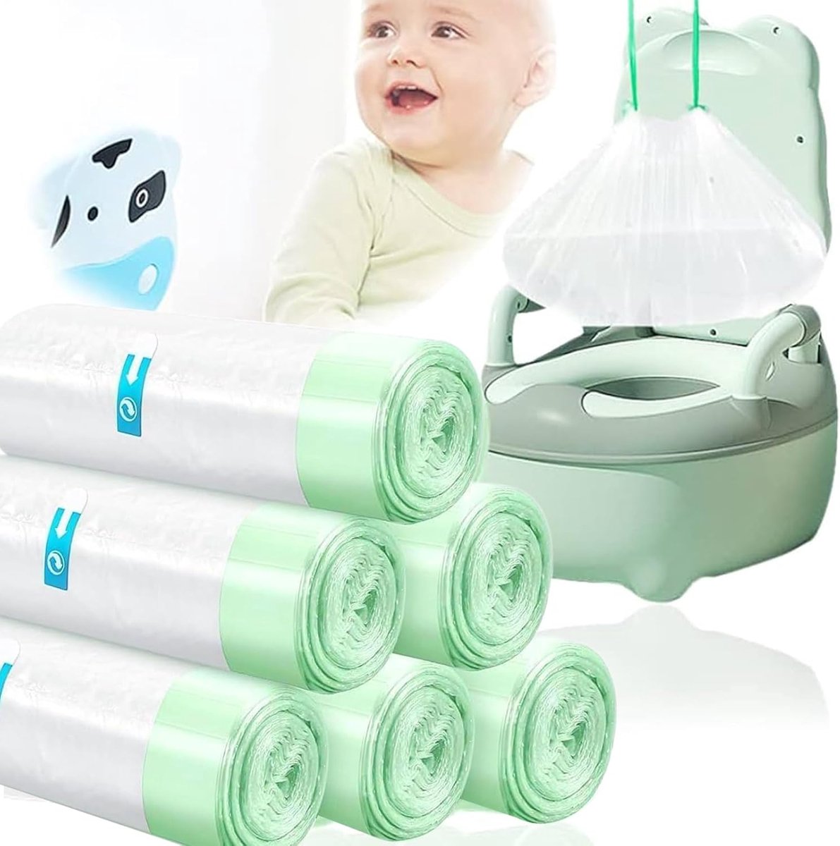SnelShoppen - 120 Stuks Disposable Potty Bags, Verpakking met 6 Rollen, Anti-Odour, Geschikt voor Baby's en Volwassenen, Ideaal voor Camping, Reizen e