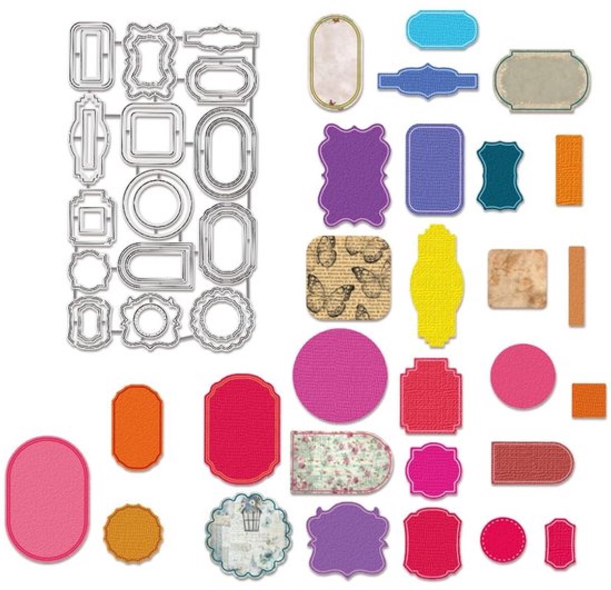 Stempelsjablonen 28 Stuks - Metalen Sjablonen - Decoratieve Etiketten - Voor Scrapbooking - 0,8 mm Dik - Creatieve Labelpatronen - Labelstempels