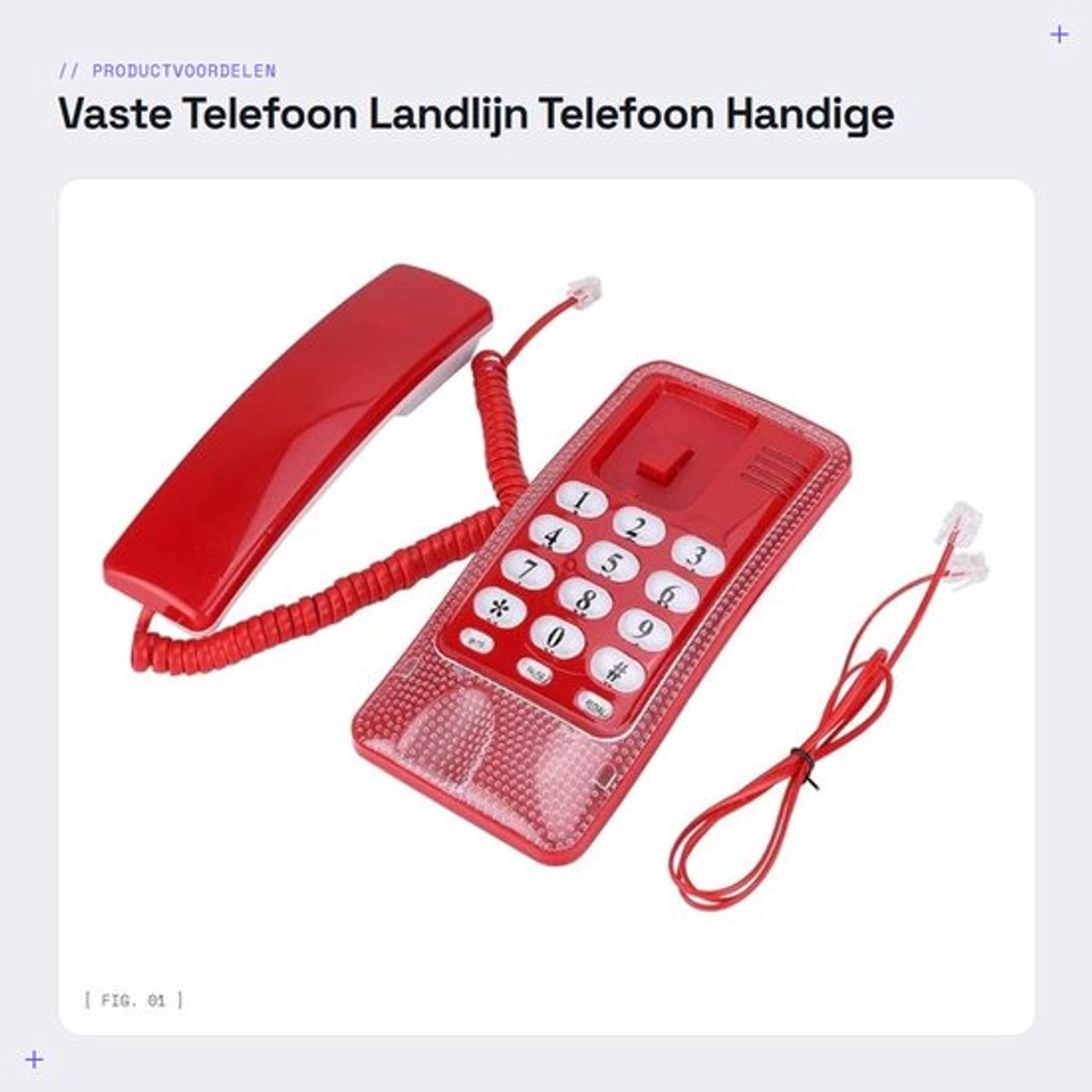 Vaste Telefoon - Landlijn Telefoon - Handige Functies - Rood - Telefoon voor Thuis - Compact Model