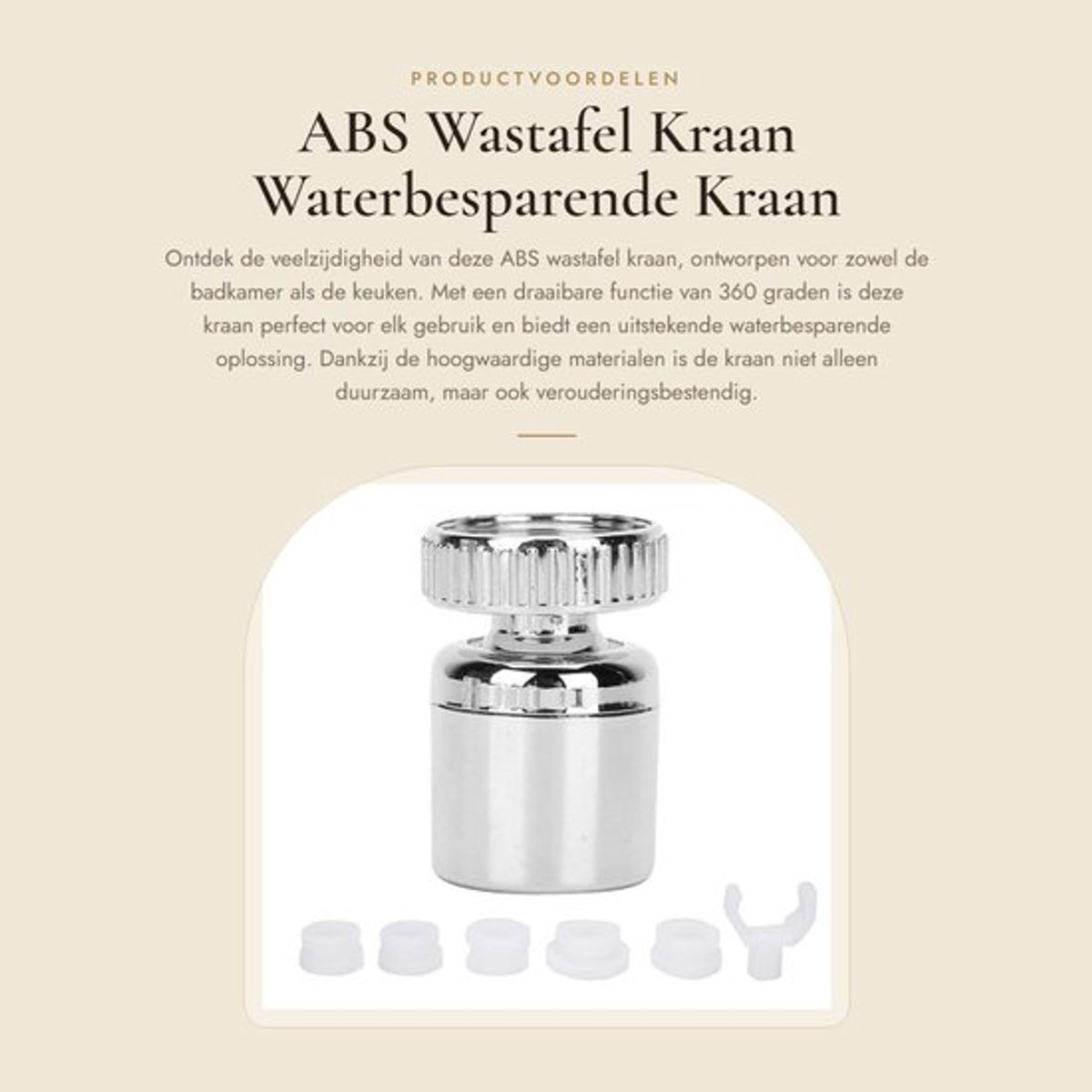 ABS Wastafel Kraan - Waterbesparende Kraan - 360 Draaibaar - Badkamer Keukenkraan Accessoires - Duurzaam - Geschikt voor de meeste kranen