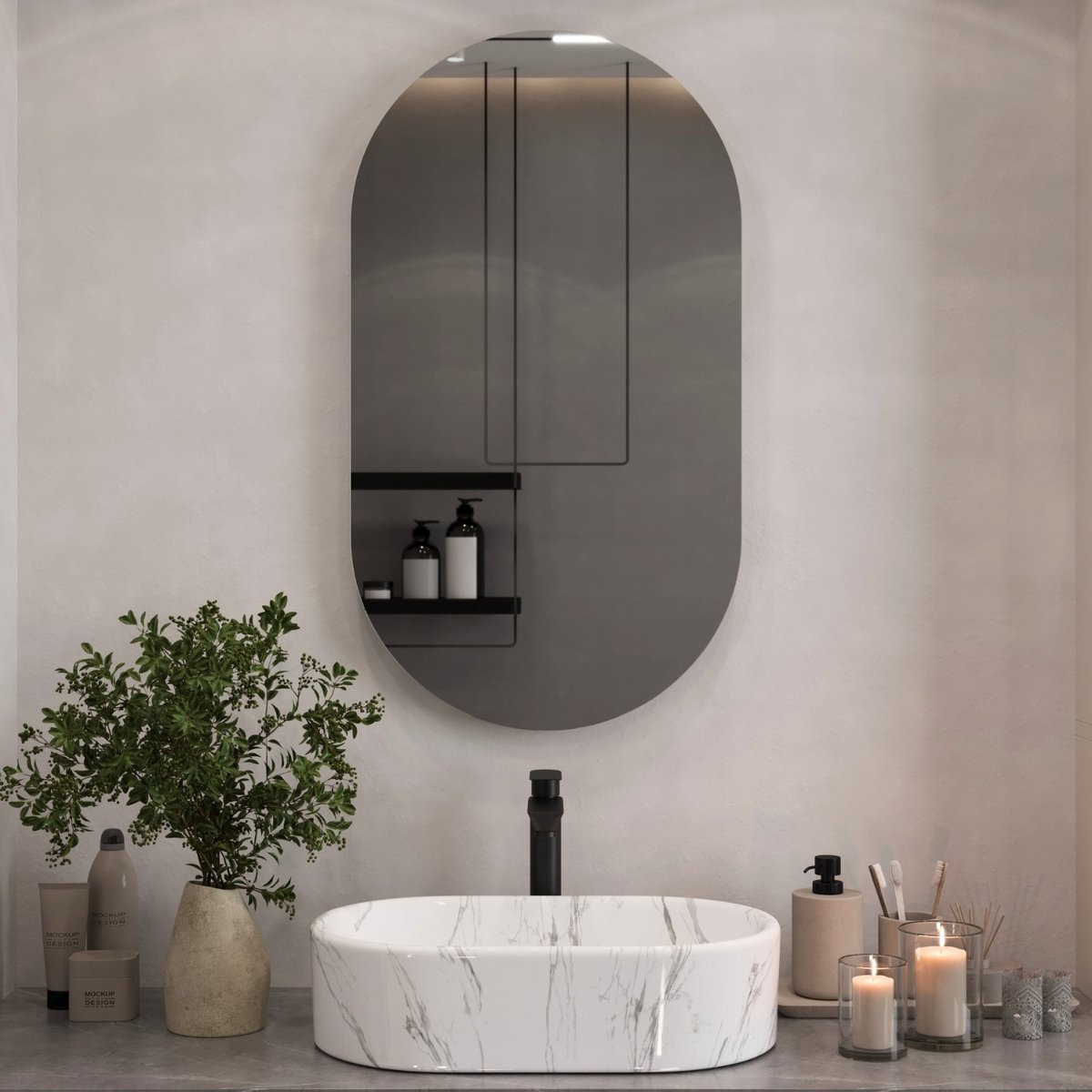 Planetmöbel Ovale Spiegel 50x90 cm Frameloos Zonder LED