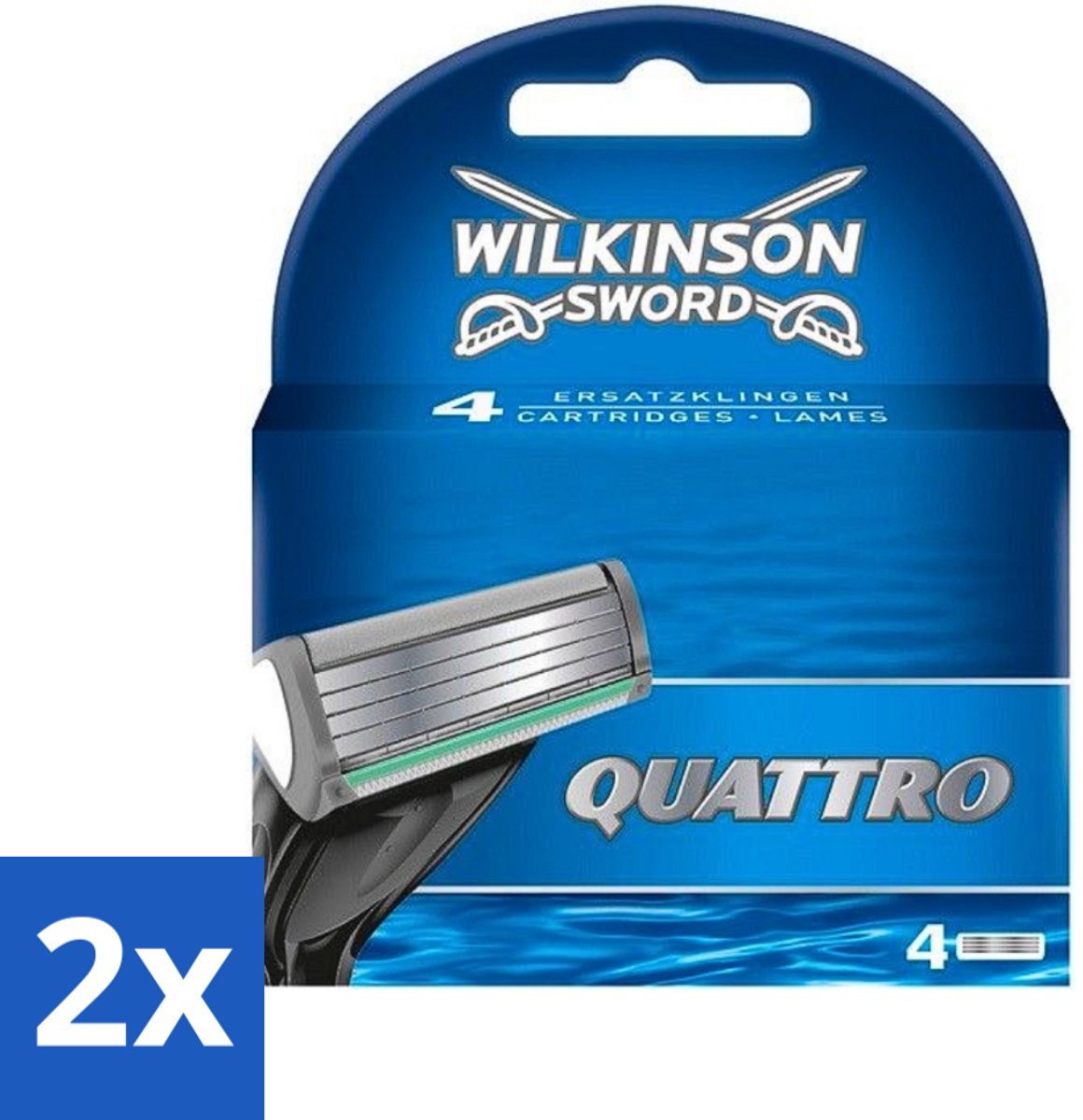 2 x Wilkinson - Navulmesjes Quattro - Met Precisietrimmer - 4 scheermesjes - Scheermesjes - Navulmesjes - Precisietrimmer - Titaniumcoating - Huidvriendelijk