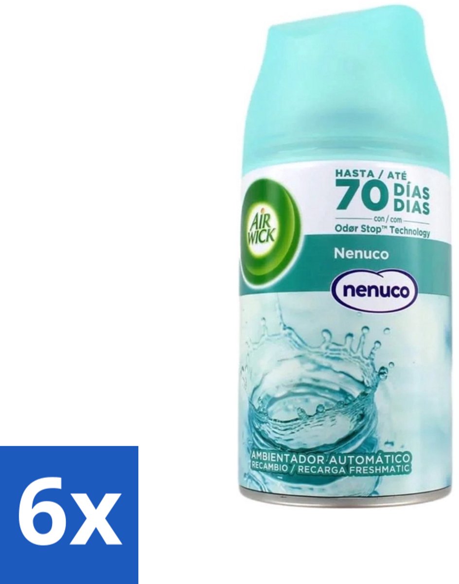 6 x Air Wick - Luchtverfrisser Navulling - Nenuco - Automatische Spray - 250 ml - Nenuco Geur - Luchtverfrisser - Automatische Spray - Geurverspreiding - Geurneutralisatie