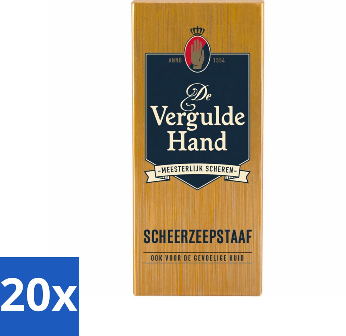 20 x Vergulde Hand Scheerzeepstaaf 75 gr - Scheerzeepstaaf - Vergulde Hand - Scheerbeleving - Klassiek Scheeren - Luxe Scheerbeleving