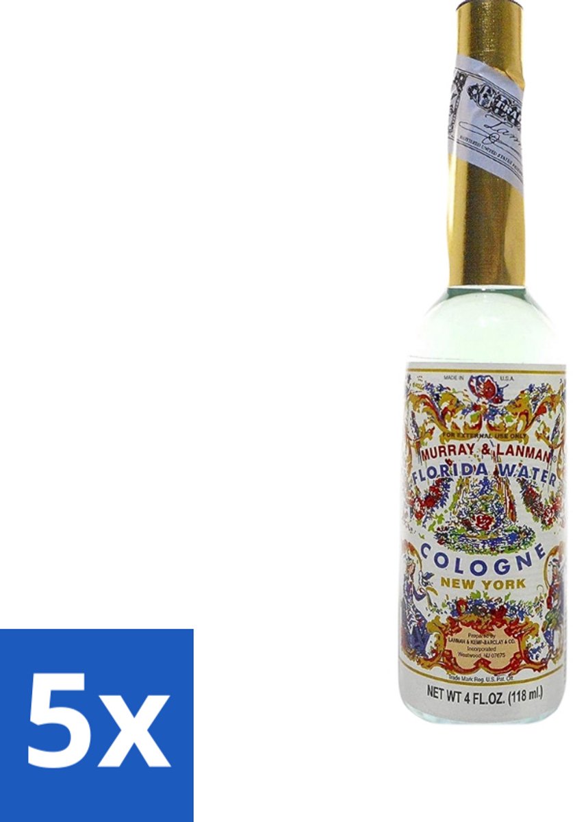 5 x Murray & Lanman - Florida Water - Eau de Cologne - Verfrissende Geur - 221 ml - Florida Water - Eau De Cologne - Geurverspreider - Fris - Parfum