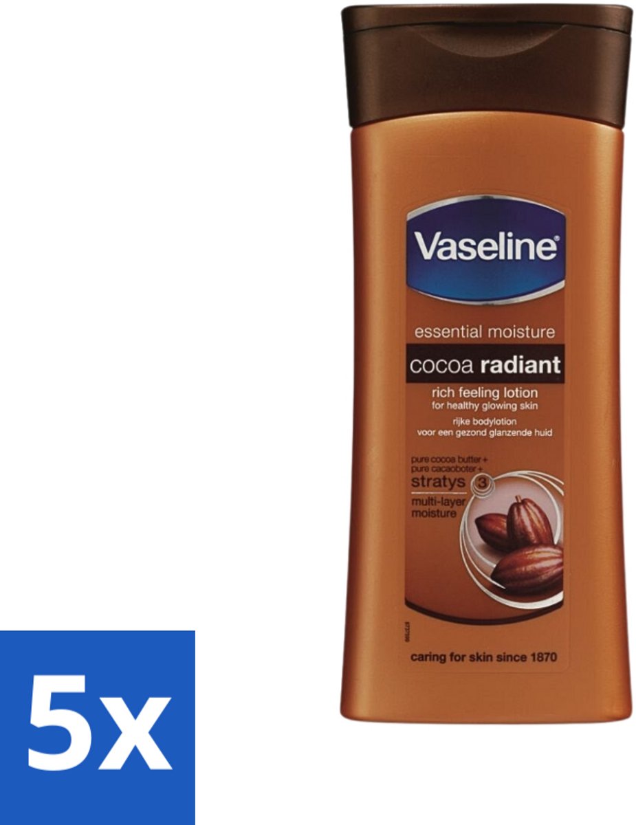 5 x Vaseline - Cocoa - Bodylotion - Voedend & Verzorgend - 400 ml - Bodylotion - Vochtige Huid - Droge Huid - Cacaoboter - Hydraterende Lotion