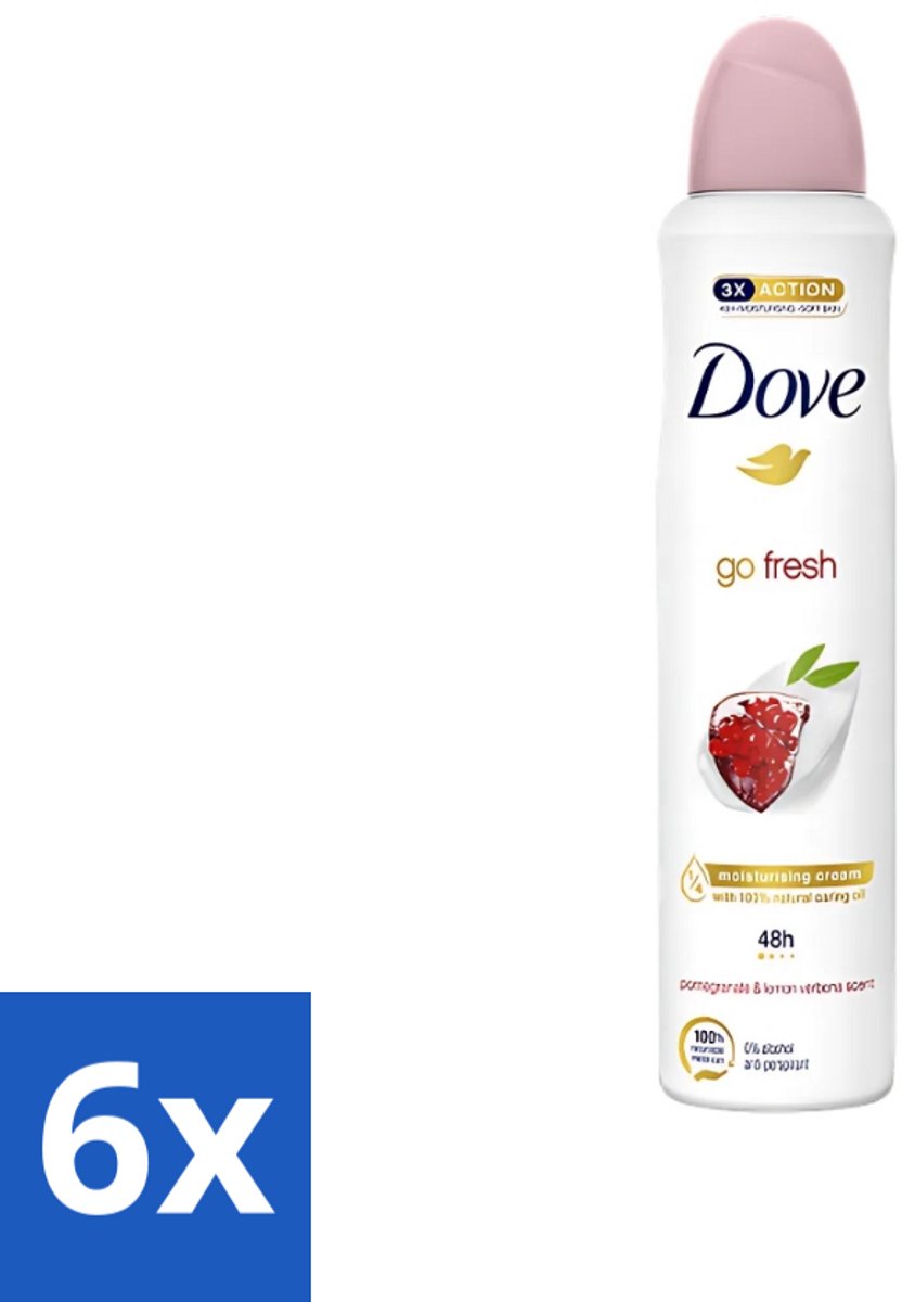 6 x Dove - Deodorant - Spray Go Fresh - Granaatappel - Fruitige geur - 250 ml - Dove Deodorant Spray - Granaatappel Citroenverbena - Fruitige Geur - Anti-Transpirant - Alcoholvrij