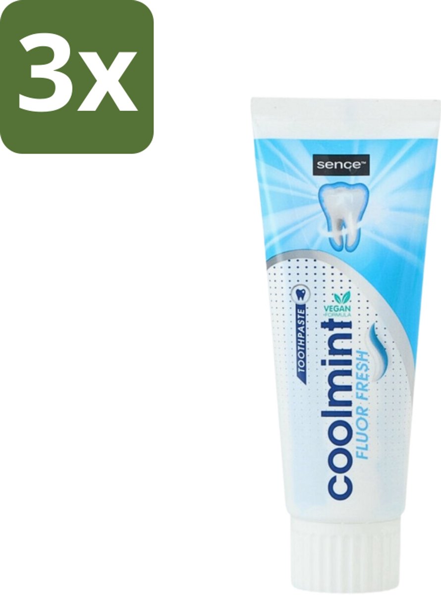 3 x Sence - Freshmint - Tandpasta - Met Fluor - 75 ml - Tandpasta - Fluoride - Frisse Adem - Mondhygiëne - Gaatjes Voorkomen