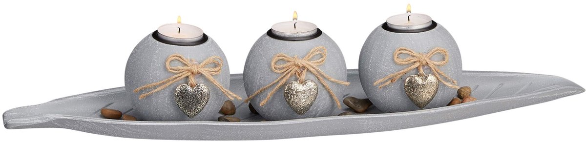Elzusha - Theelichthouder Set van 3 - Bladvorm Decoratie