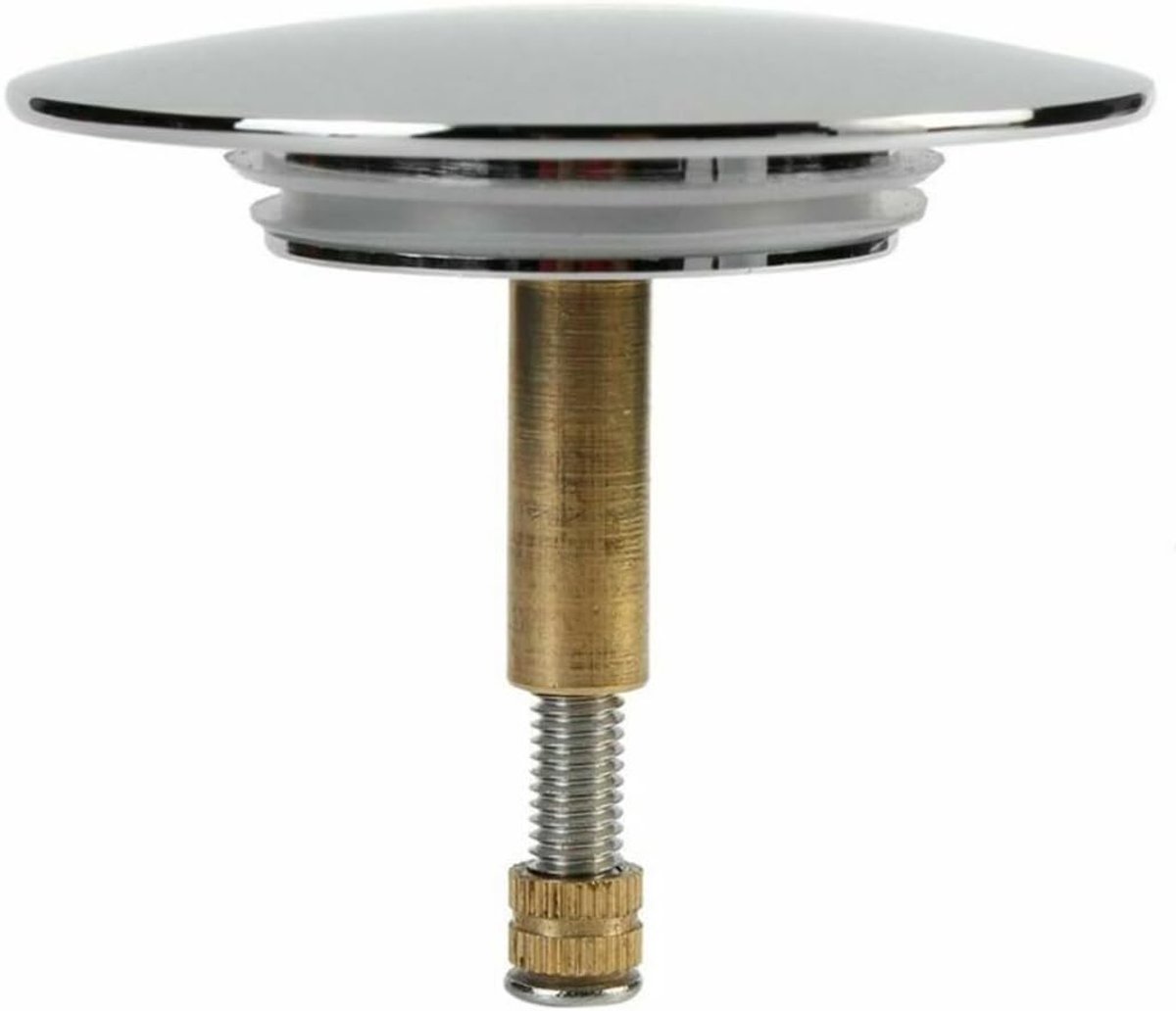 Verchroomde 70mm Badafvoer Stopper van RVS en Messing - Push Pop-Up Afvoerplug voor Bad Accessoires en Vervanging