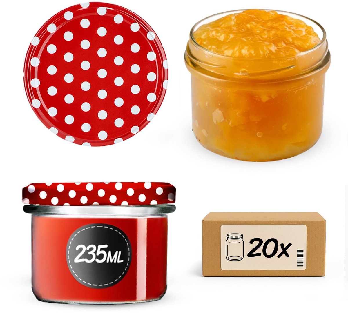 Elzusha - Set van 20 Kleine Bewaarpotten 235 ml voor Honing en Specerijen