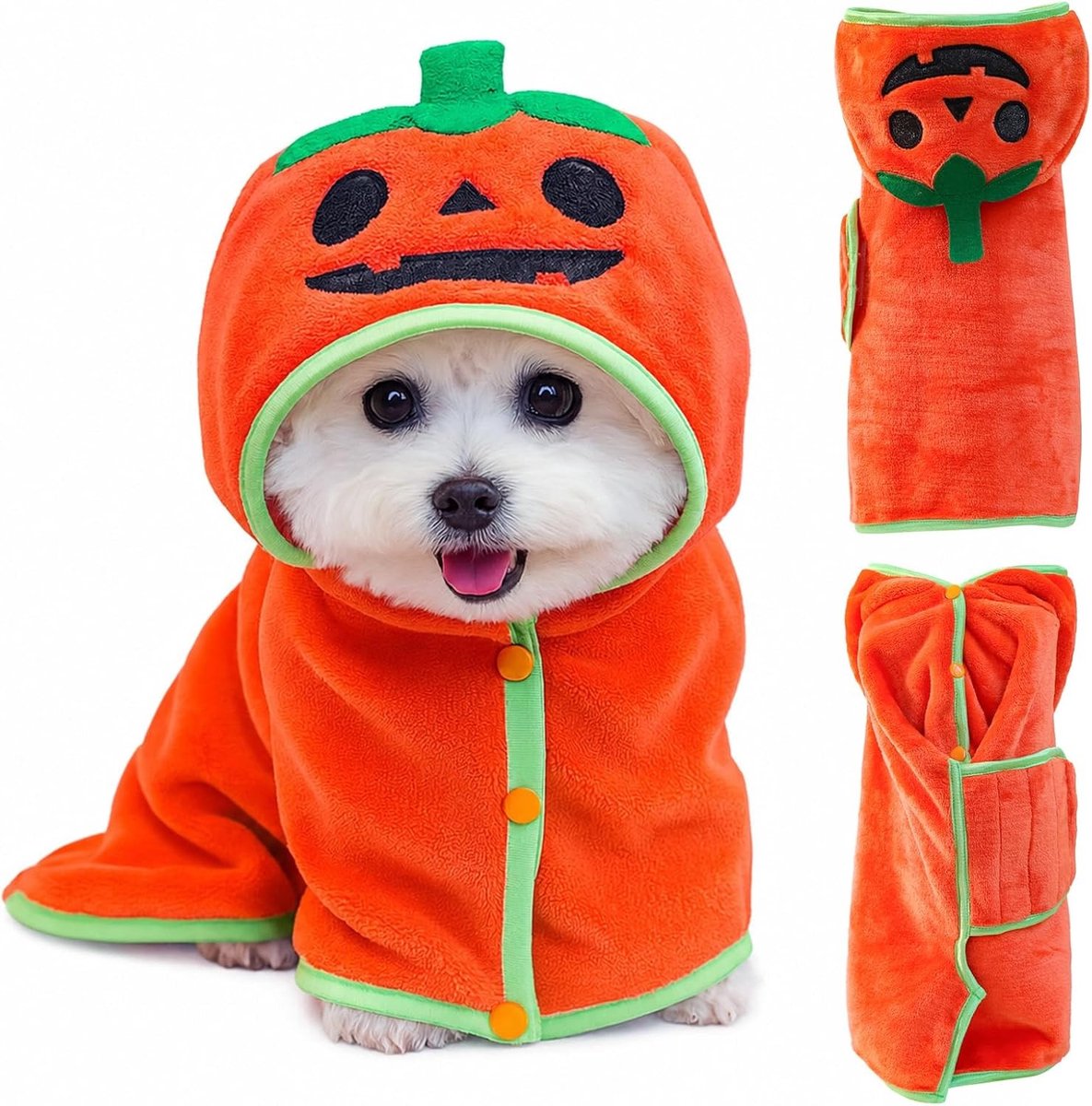 Halloween Badcape voor Honden en Katten - Witte Geest Badhanddoek voor Kleine Huisdieren