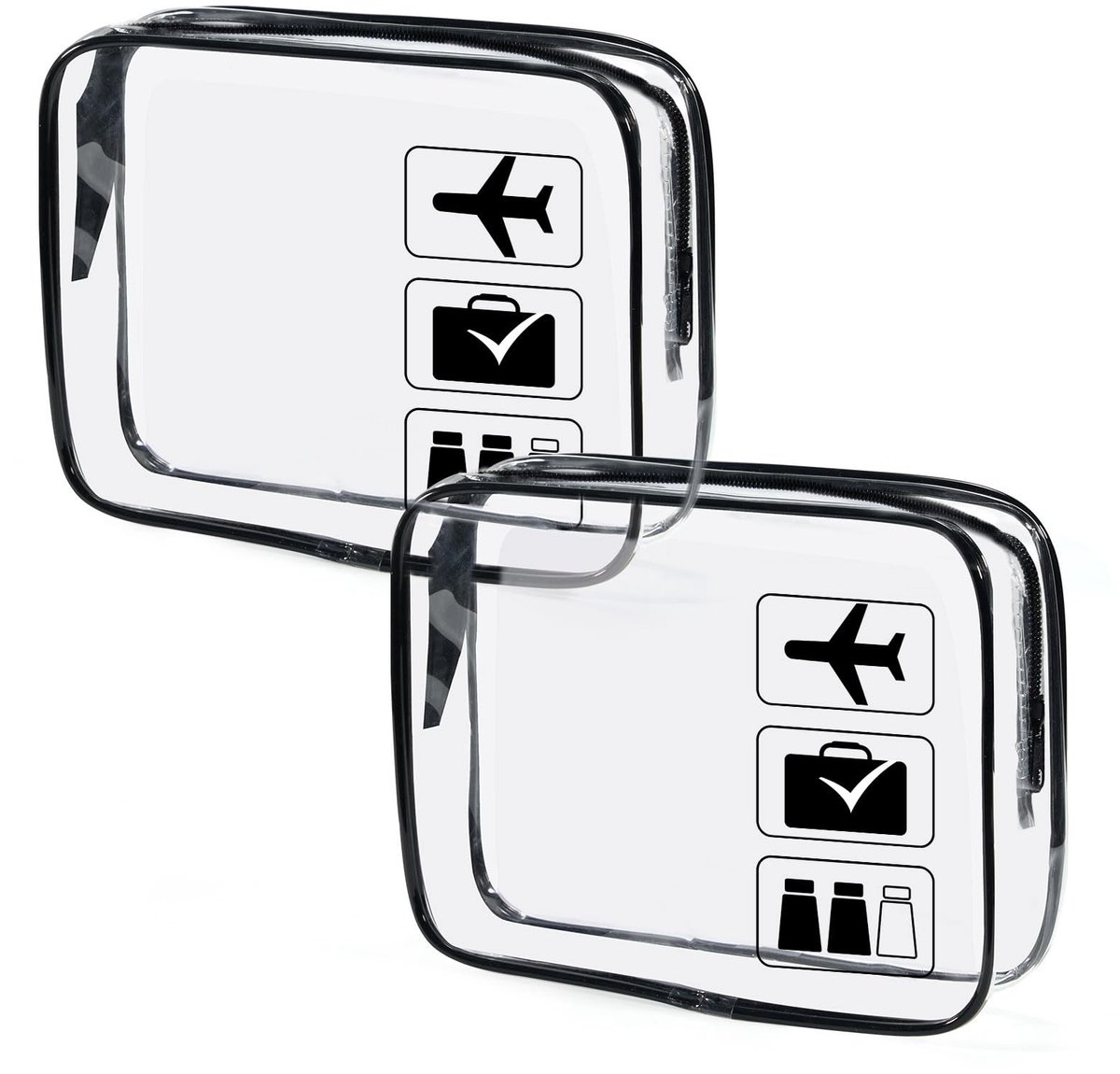 Elzusha - Transparante Toilettas Set van 2 voor Reis en Cosmetica