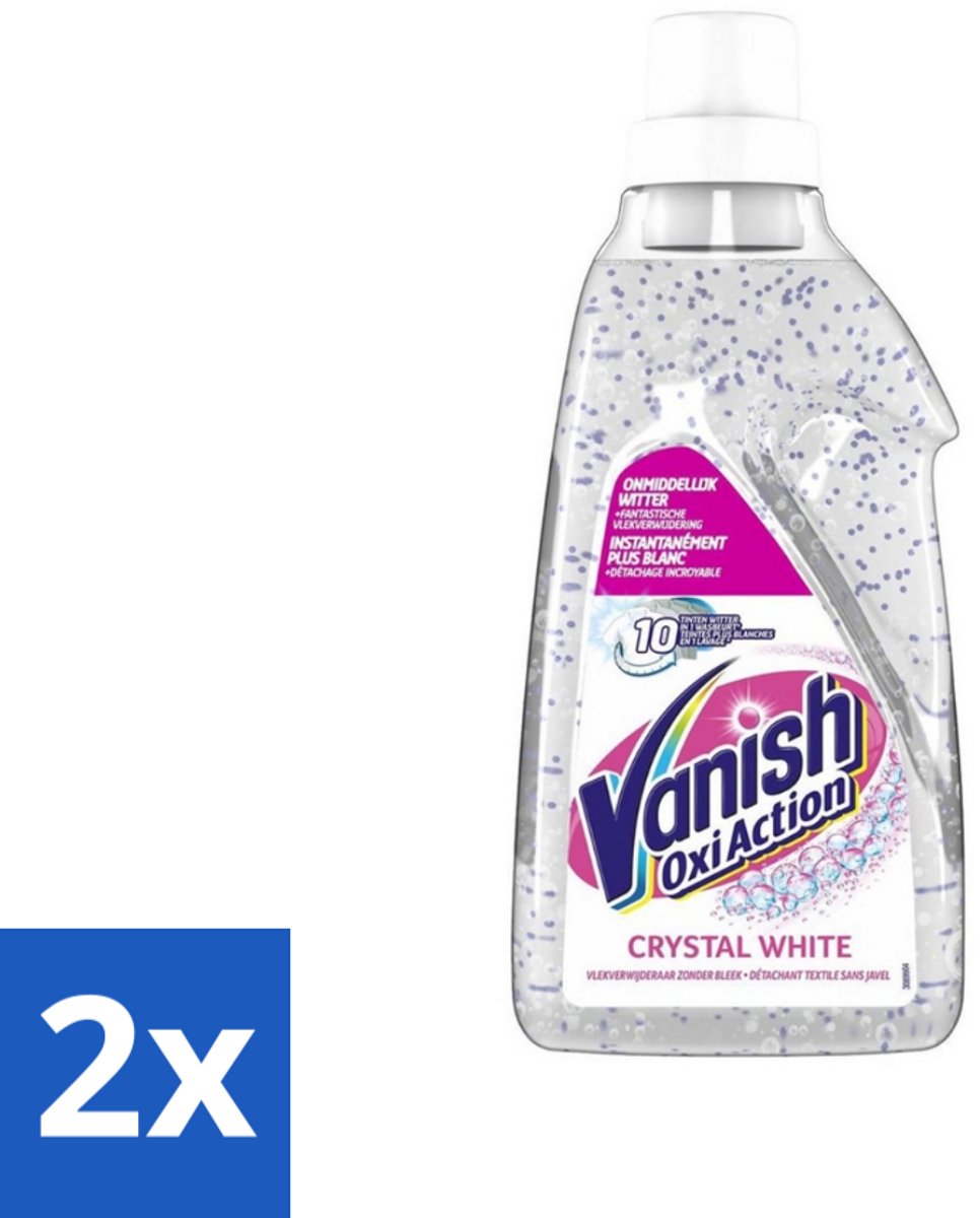 2 x Vanish Oxi Action - Kristalwit - Vlekkenverwijderaar Gel - Zonder Bleek - Witte Was - 15 Wasbeurten - Vlekkenverwijderaar - Witte Was - Wasmiddel - Vlekken Verwijderen - Wit Maken
