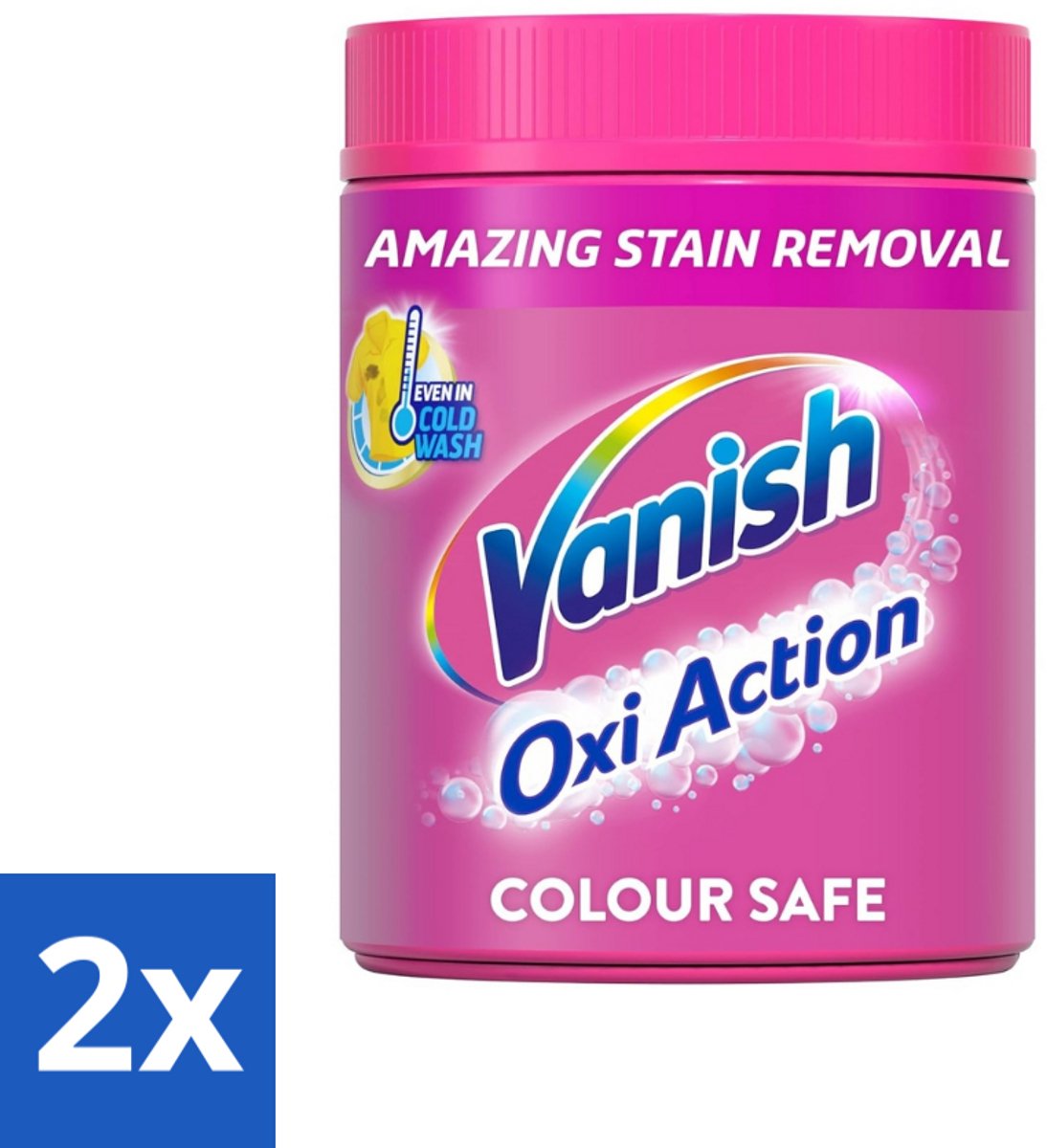 2 x Vanish Oxi Action Pink - Vlekkenverwijderaar - Wasbooster - Zonder Bleek - 1.12 Kg - Vlekkenverwijderaar - Wasbooster - Witwas - Wasmiddel - Vlekken Verwijderen