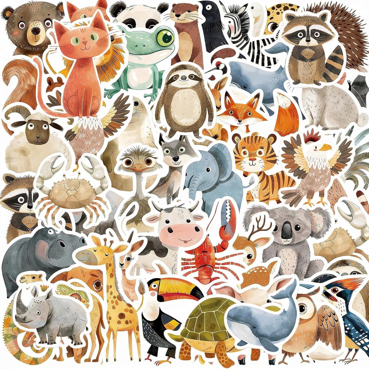 Set van 150 waterdichte en duurzame kinderstickers met creatieve diertjes, perfect voor laptops, drinkflessen en skateboards, ideaal als beloningsstickers voor kinderen en tieners.