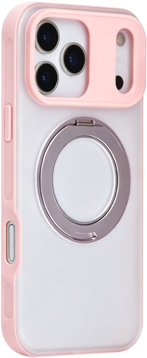 TUNIQ Backcover hoesje voor Apple iPhone 17 Pro Max - 360 rotation stand MagSafe - Roze