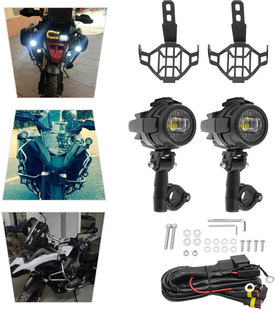 Nyoz motorfiets mistlampen - Verstralers - Motor verlichting - Set van 2 - 6000 K wit licht - 40 W - Valbeugels van 18-22 mm