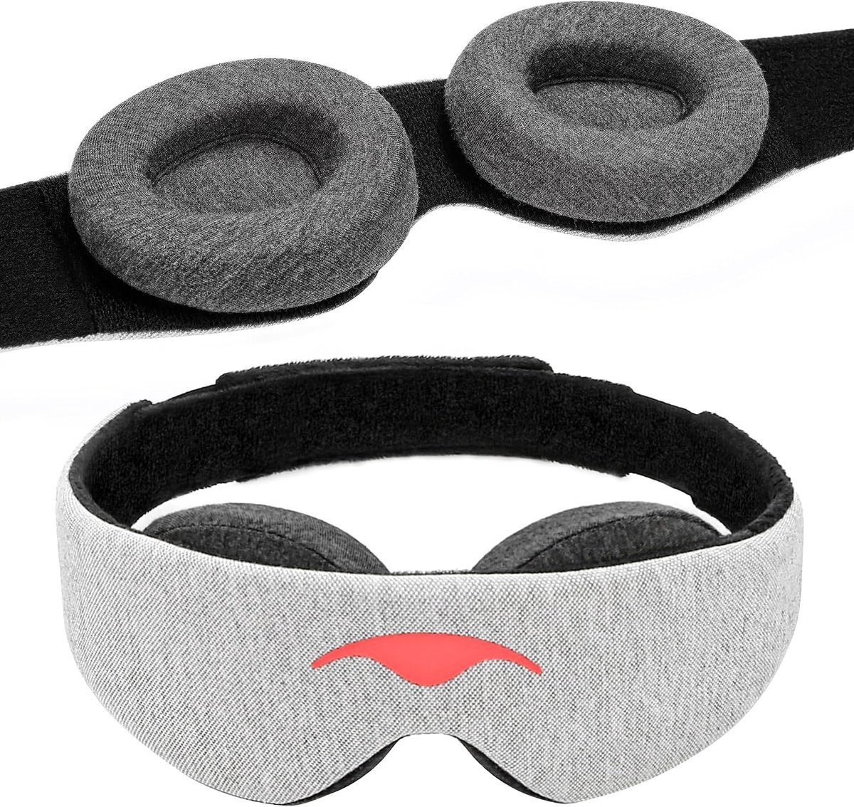 Slaapmasker: zorgt voor een 100% donkere omgeving, oefent geen druk uit op de ogen, heeft verstelbare oogkussentjes en biedt diepe rust; ideaal voor mensen met een lichte slaap, op reis en voor een dutje