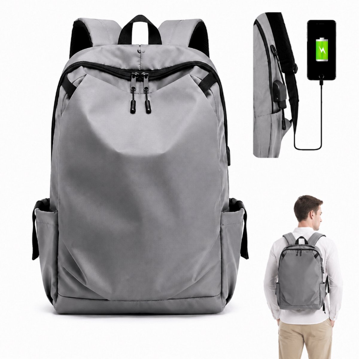 Rugzak Heren - School tas - Waterbestendige - Antidiefstal Achtervak - Trolleyband - Dagrugzak -Werk, Reizen , Outdoor -31*48*19cm