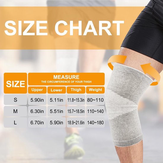 Bamboe Kniebandage Set van 2 Stuks, Ondersteuning voor Knieën, Compressiebandage voor Sport en Training, Ideaal bij Artrose en Blessures — afbeelding 3