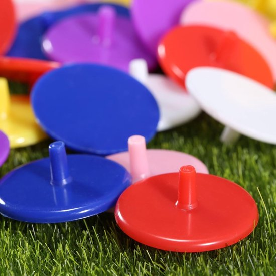 100 Stuks Multi-Color Golf Ball Markers - Plastic Flat Ronde Golfmarkers voor Precisie en Identificatie — afbeelding 5