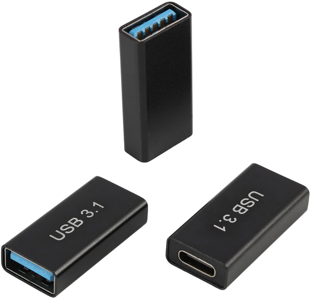 Elzusha - 3 Stuks USB C naar USB 3.1 Adapters voor Snelle Gegevensoverdracht