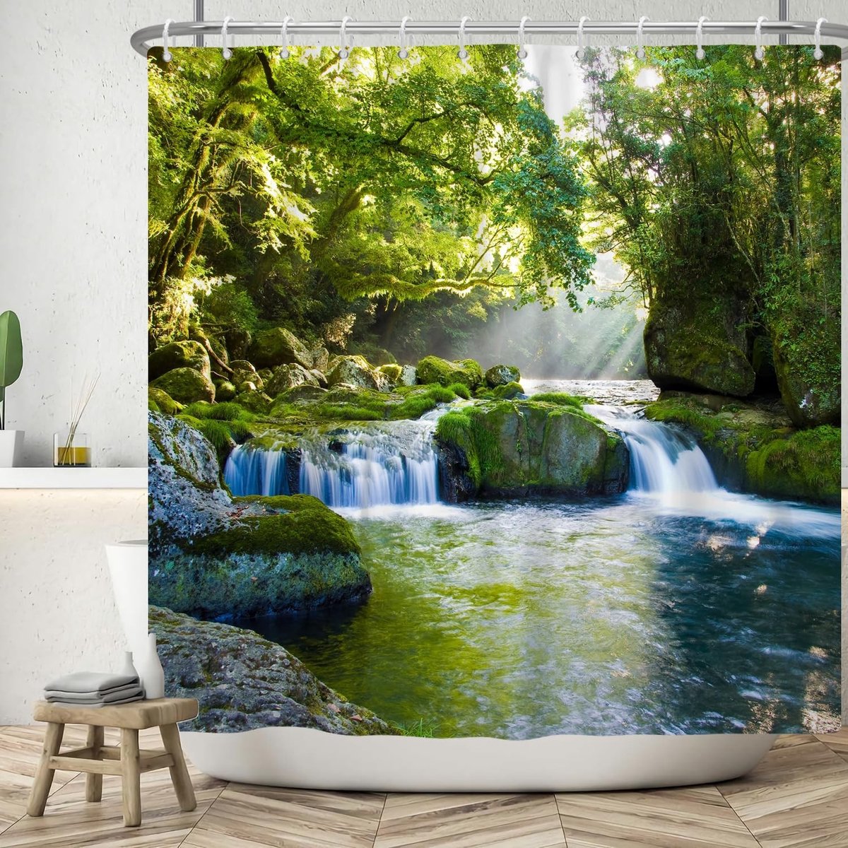 Elzusha - Scenic Douchgordijn met Natuurlijke Landschappen 180x200 cm