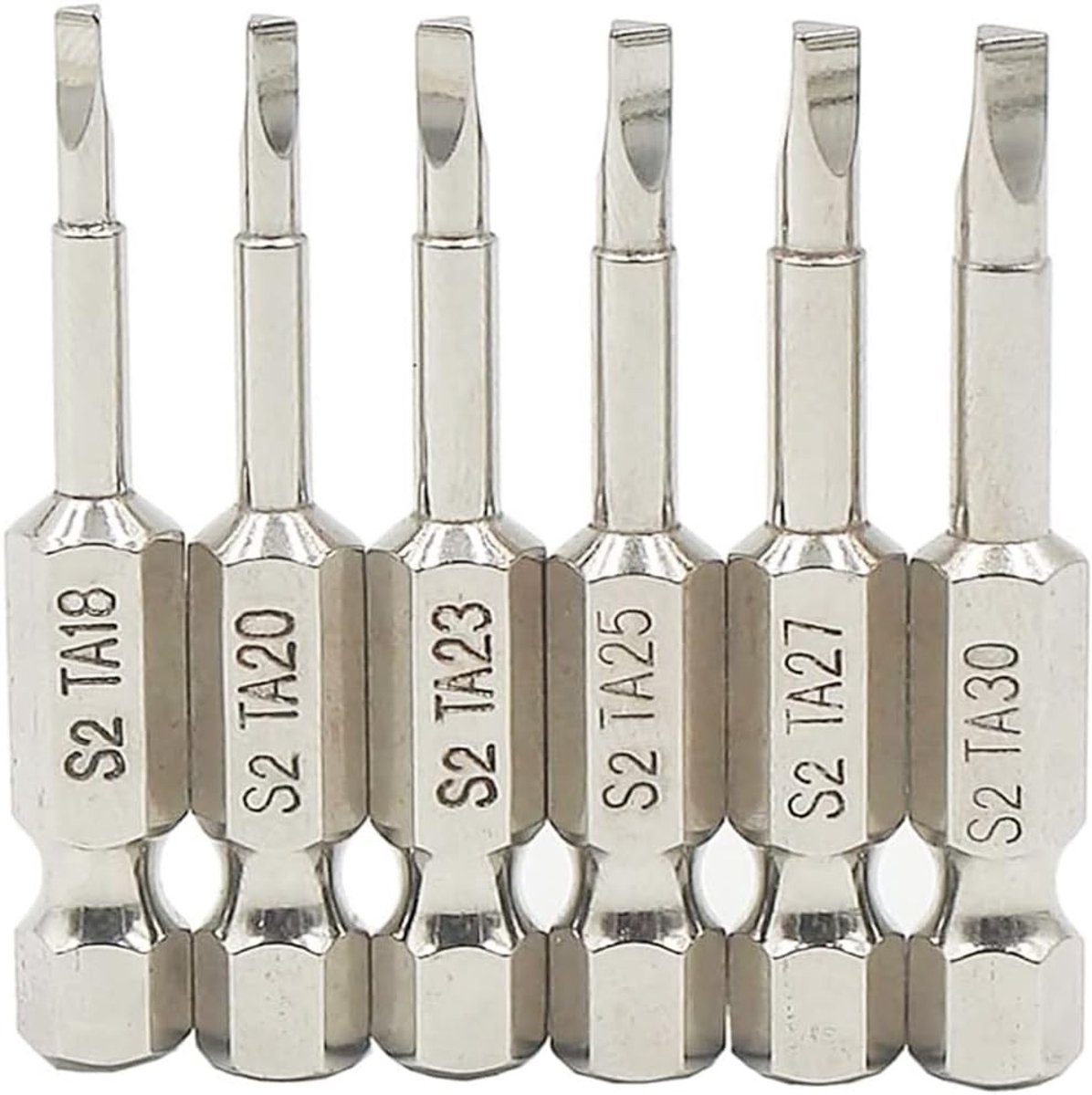 Set van 6 Stuks 50mm Magnetische Hex Shank Schroevendraaier Bits van S2 Staal met Driehoekige Kop voor Precisiewerk