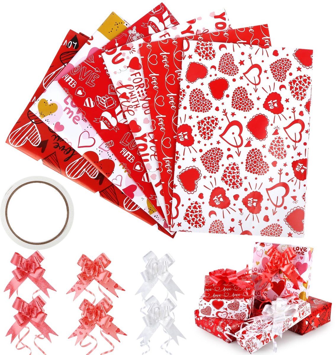 Elzusha - 6 Vellen Cadeau Inpakpapier voor Valentijnsdag