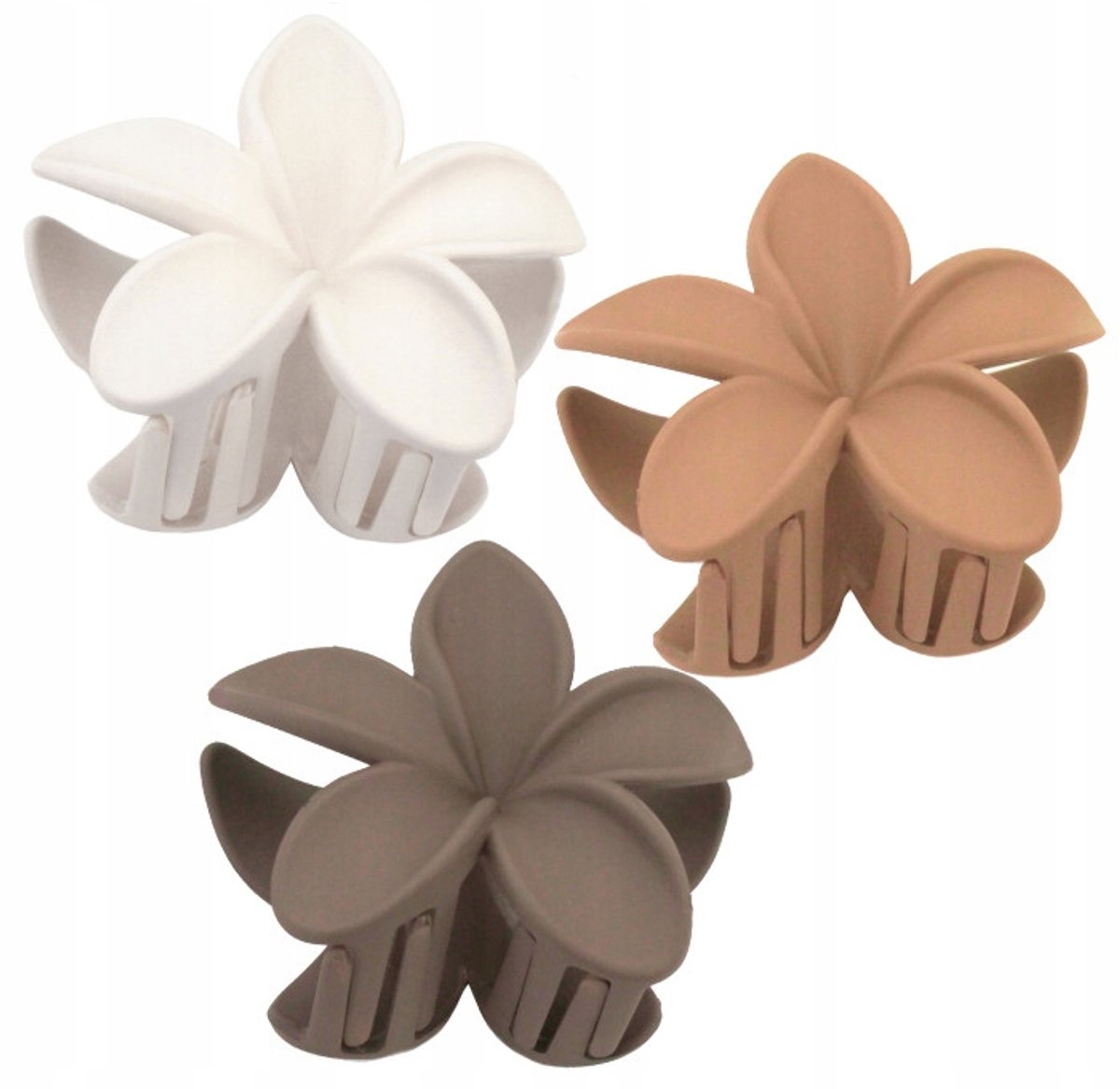 Set van 3 Grote Hawaiiaanse Bloemen Haarclips (8 cm)