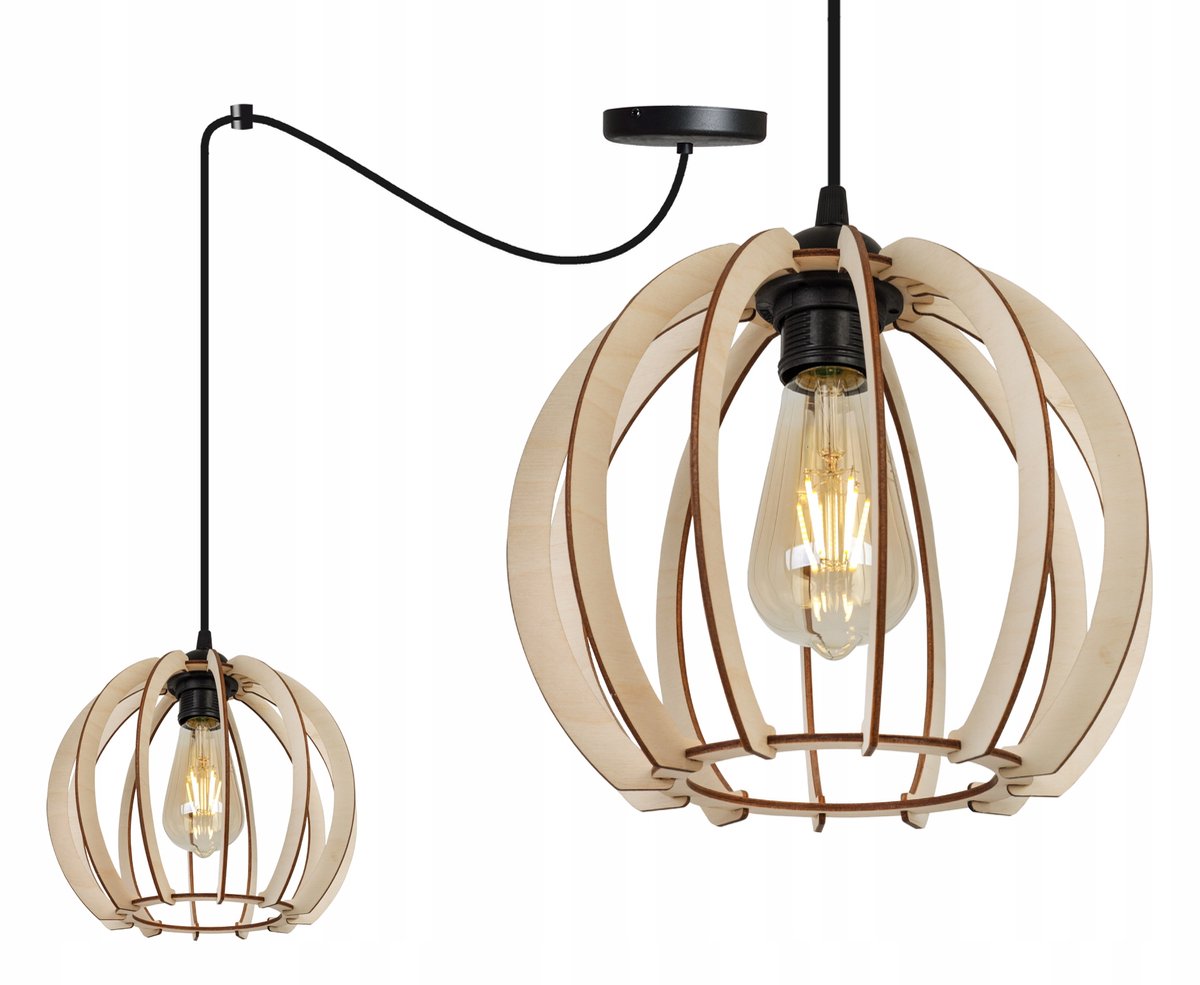 Merkloze Houten Hanglamp Spider Stijl - Zwart/Hout