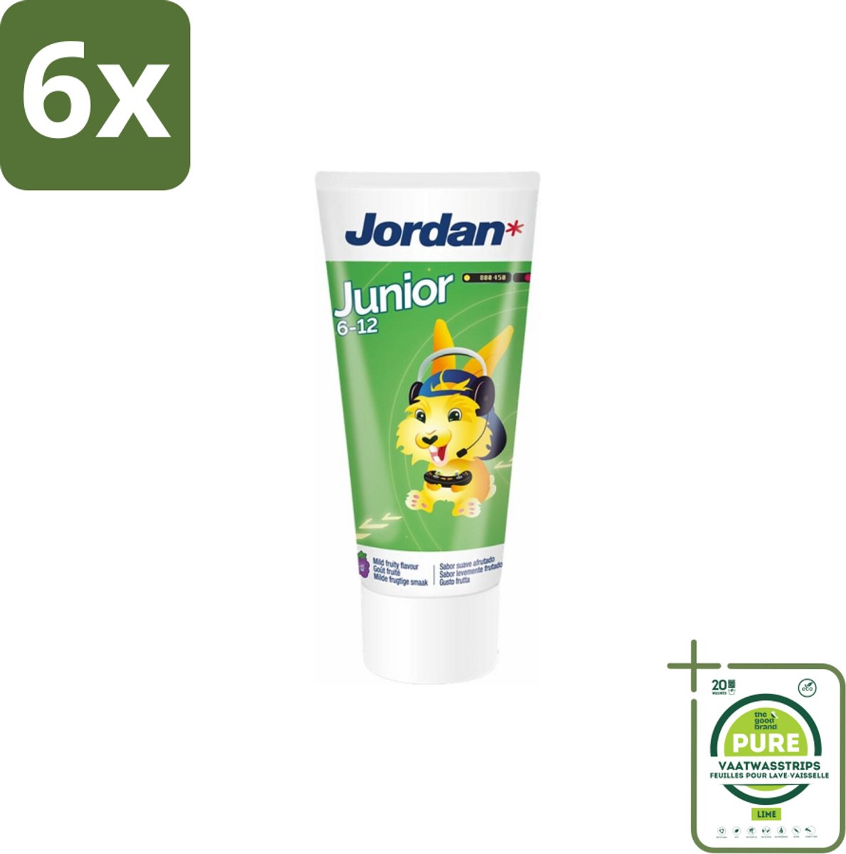 Jordan - Junior - Tandpasta - 6-12 jaar - 50 ml - Voordeelverpakking - 6 stuks - Tandpasta voor kinderen - Tandpasta 6-12 jaar