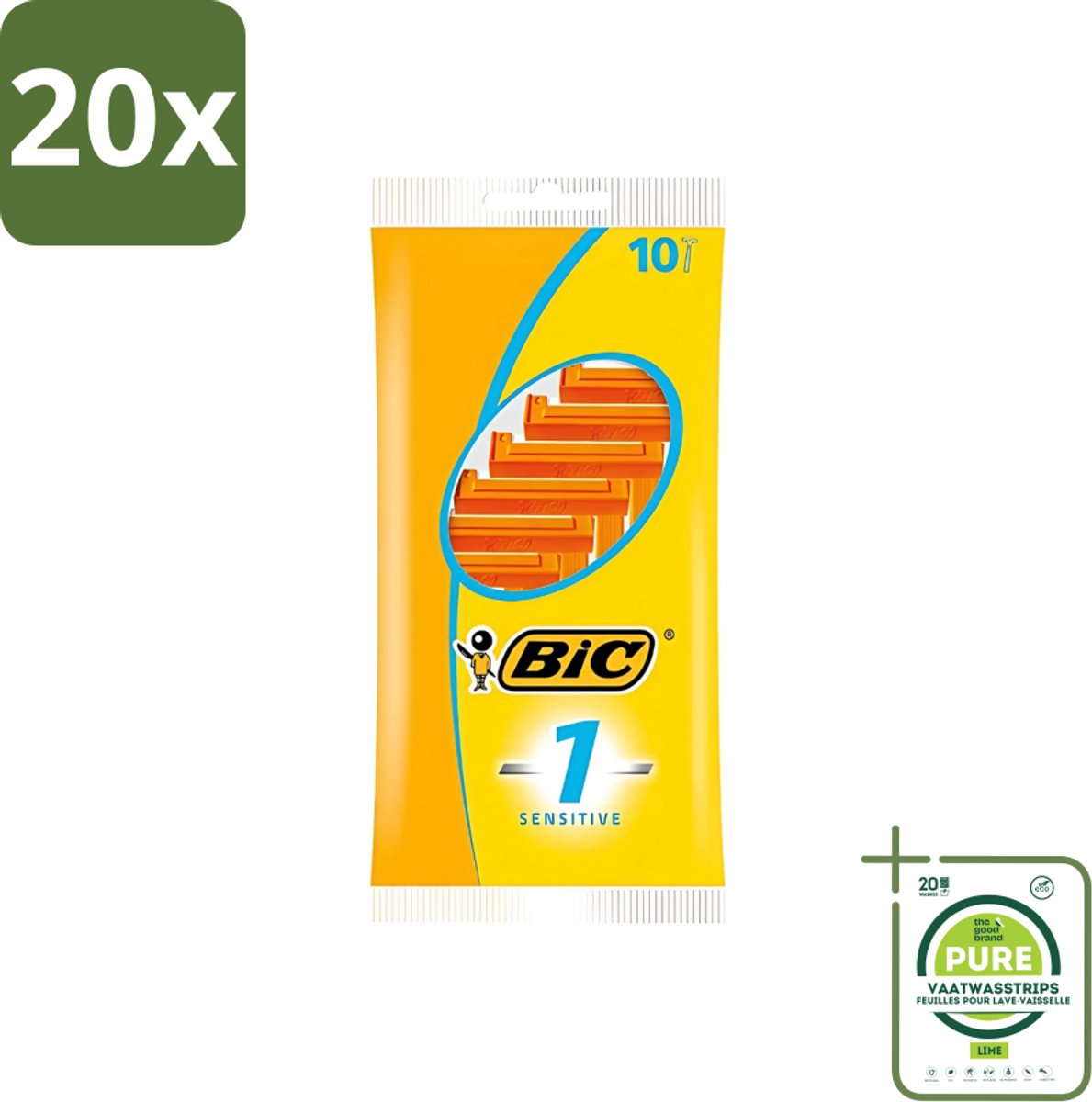 20 x Bic - Scheermesjes - Sensitive - Enkel Mesje - Wegwerpmesjes - 10 Scheermesjes - Grootverpakking - Scheermesje - Wegwerpscheermesje - Gevoelige Huid - Roestvrij Staal - Polymerische Bekleding