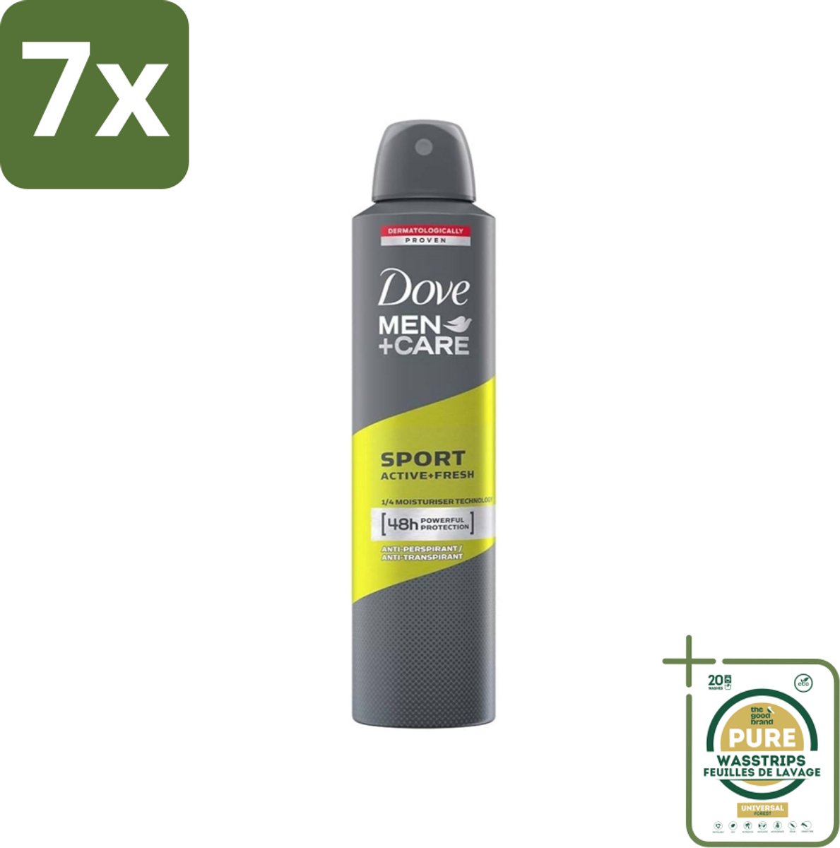 7 x Dove - Deodorant - Spray Men - Sport Active + Fresh - Energiek en verfrissend - 250 ml - Grootverpakking - Sport Deodorant - Energieke Geur - Anti-transpirant - Zweetbescherming - Frisheid