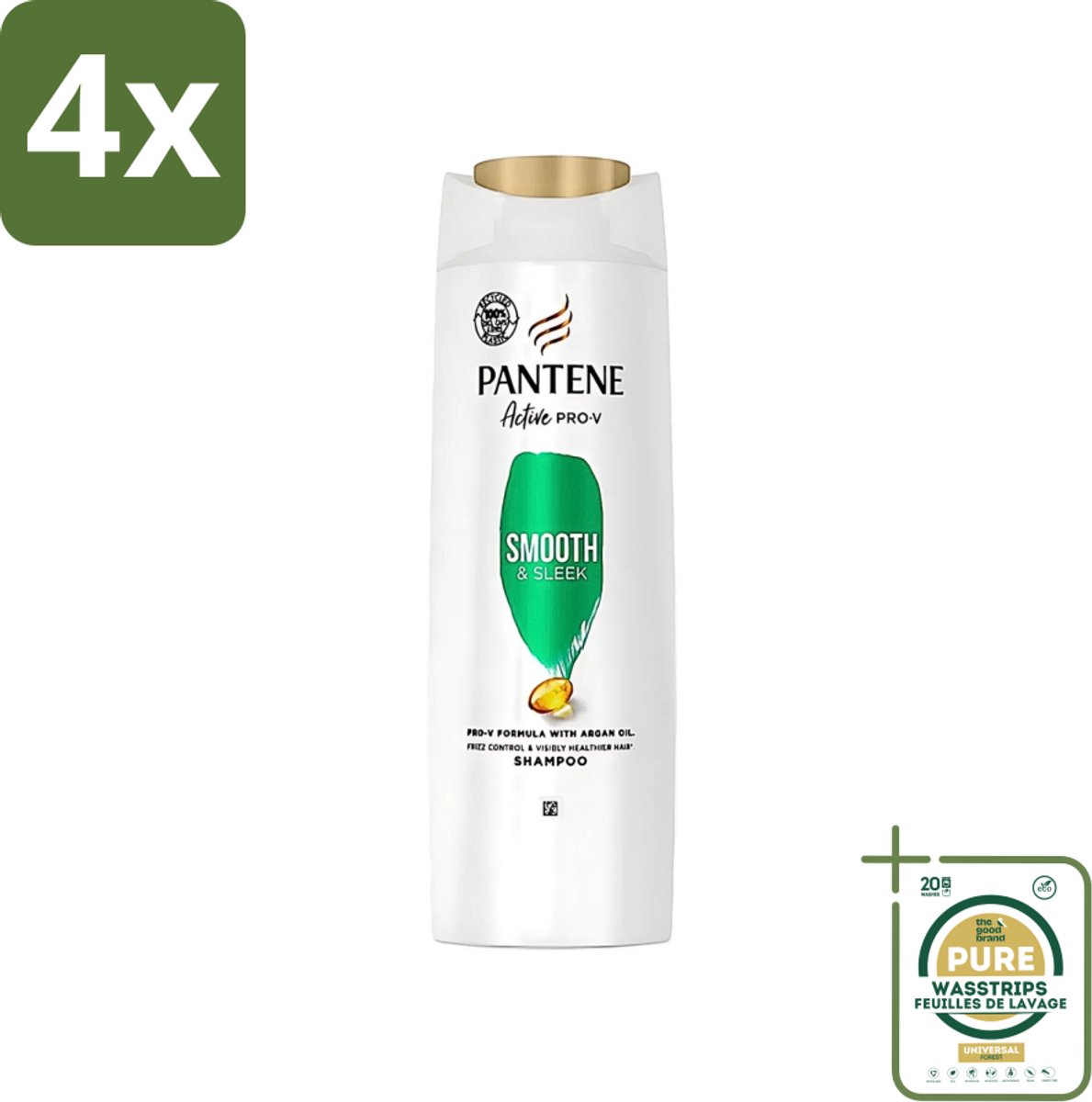 Pantene - Shampoo - Smooth & Silky - Voor Glad en Zijdezacht Haar - 400 ml - Voordeelverpakking - 4 stuks - Hydraterend haar - Haar verzorging