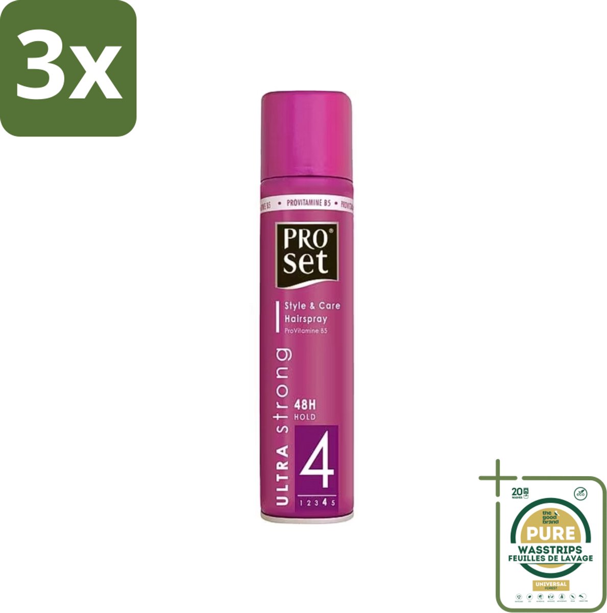 3 x Proset - Haarspray - Ultra Sterk - 48 uur Werking - 250 ml - Grootverpakking - Haarspray - 48 Uur Fixatie - Haarspray 250 Ml - Haarspray Met B5 - Haarspray Voor Langdurige Fixatie