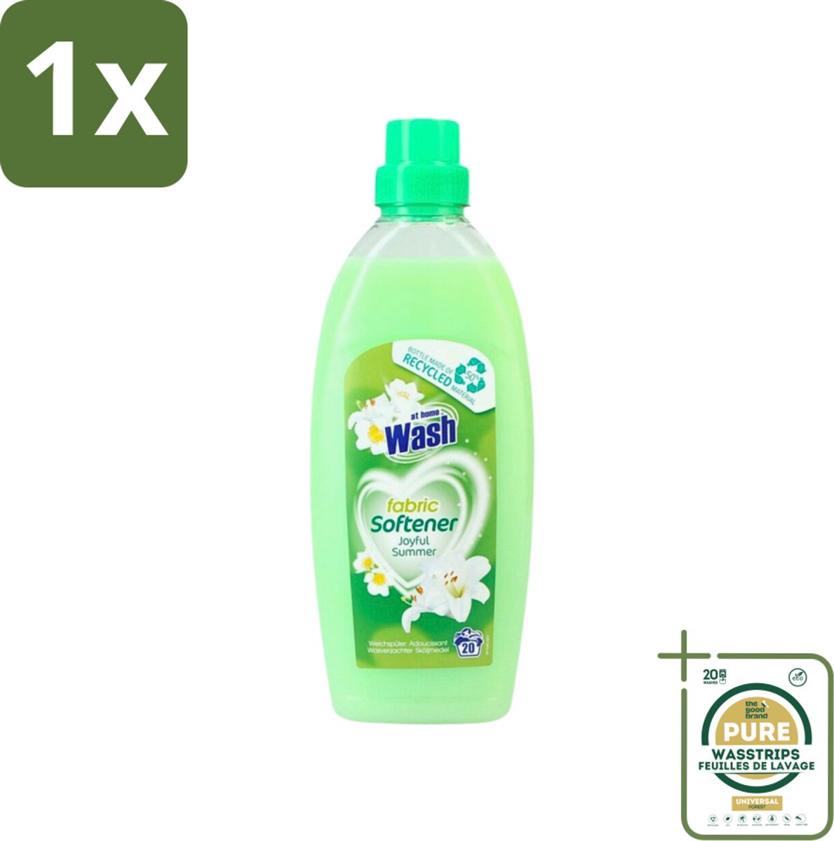 1 x At Home - Wash - Wasverzachter - Joyful Summer - 20 Wasbeurten- Wasverzachter - Wasverzachter Joy Summer - Wasverzachter Voor Kleding - Wasverzachter Voor Alle Stoffen - Wasverzachter Voor Katoen