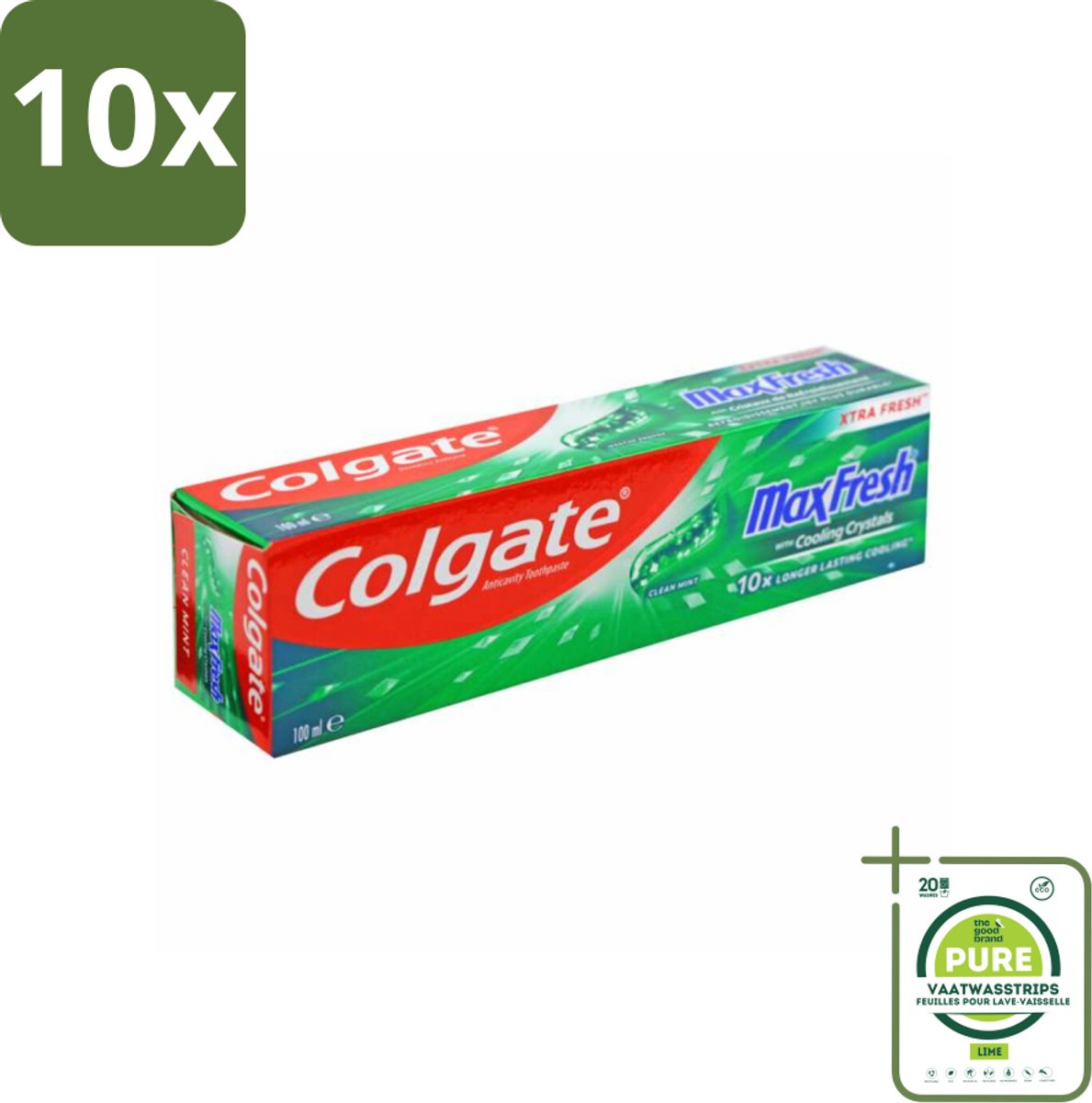 10 x Colgate Tandpasta Maxfresh Cleanmint 100 ml - Grootverpakking - Tandpasta - Tanden Reinigen - Tandsteen Verwijderen - Tandbederf Bestrijden - Frisse Adem