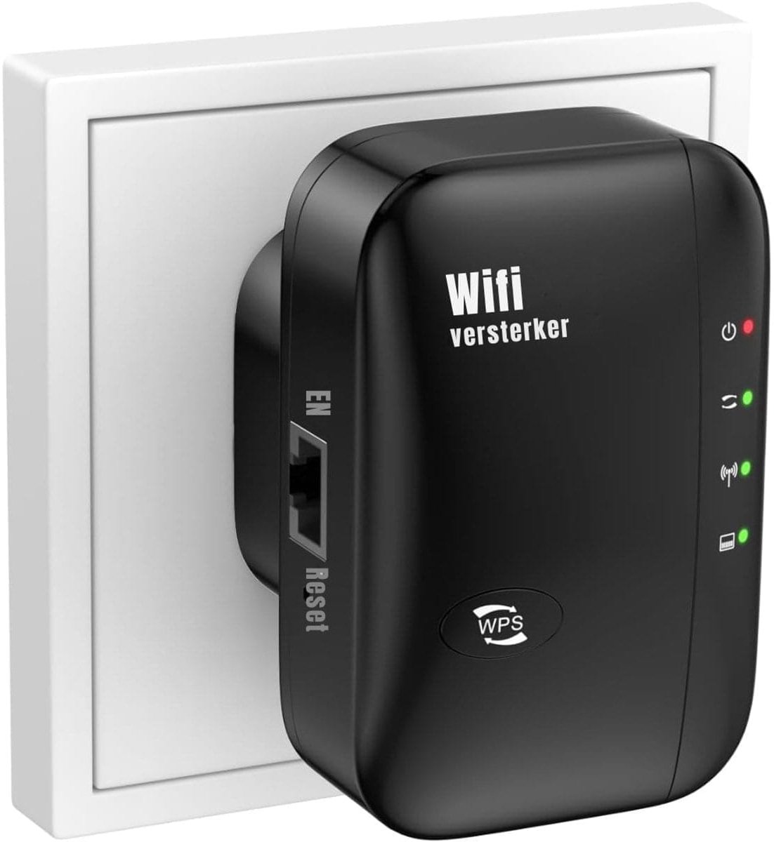 Klarven® Wifi Versterker Stopcontact Zwart - 300 Mbit/s Wifi Repeater voor thuis en kantoor - Repeater en AP modus, Ethernet aansluiting - B 10 x D 7 x H 10 cm