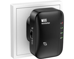 Klarven® Wifi Versterker Stopcontact Zwart - 300 Mbit/s Wifi Repeater voor thuis en kantoor - Repeater en AP modus, Ethernet aansluiting - B 10 x D 7 x H 10 cm