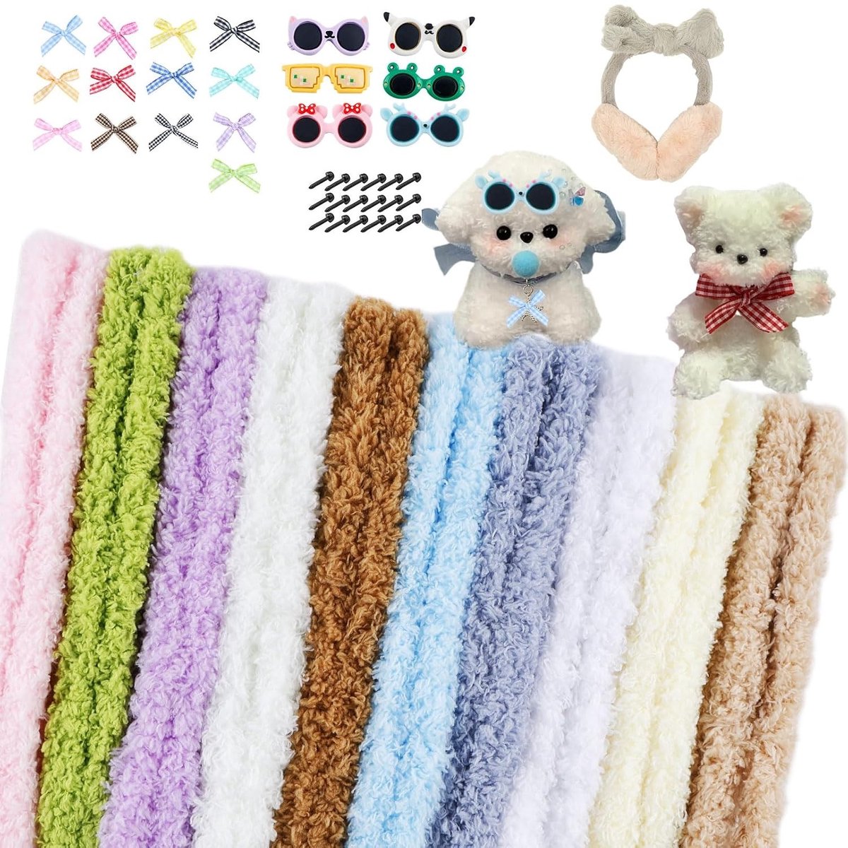 Kleurige pijpenragers voor creatief knutselen, 46 stuks in 10 kleuren, 100 cm lang, ideaal voor DIY-projecten, inclusief mini-neus, ogen en brillen