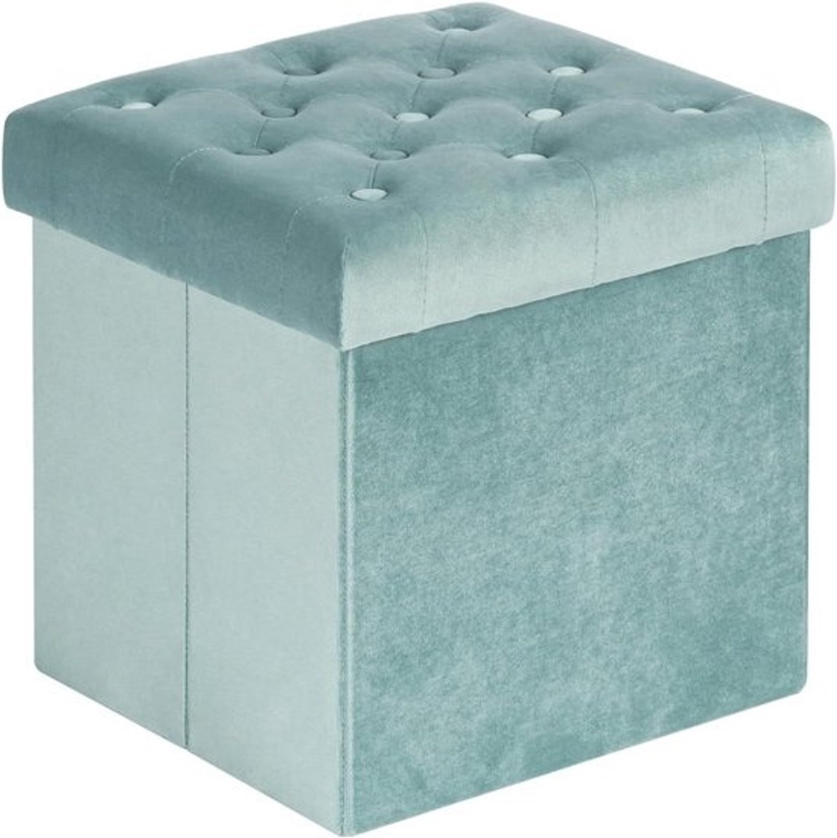 Fluwelen zitkist met opbergruimte - veelzijdige poef - 1 stuk - groen - fluwelen stof - 40 x 40 x 40 cm