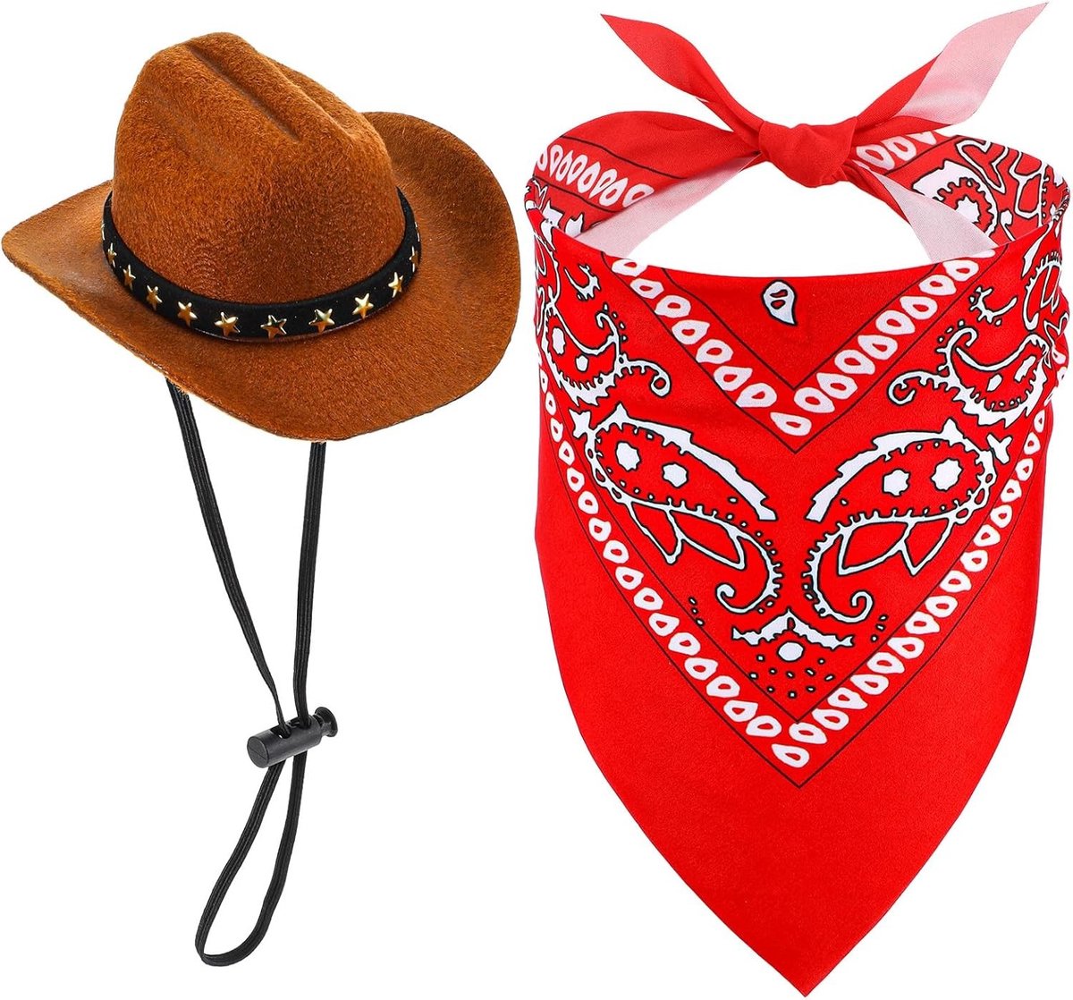 Mini Cowboy Hoed voor Honden en Katten met Bandana - Casual Halloween Kostuum en Feestaccessoires voor Huisdieren