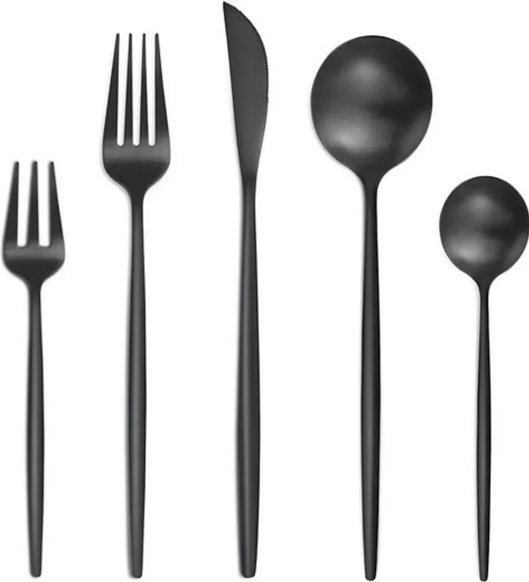 30-delige roestvrijstalen bestekset Geschikt voor 6 personen, elegant en stijlvol, vaatwasmachinebestendig - matzwart.